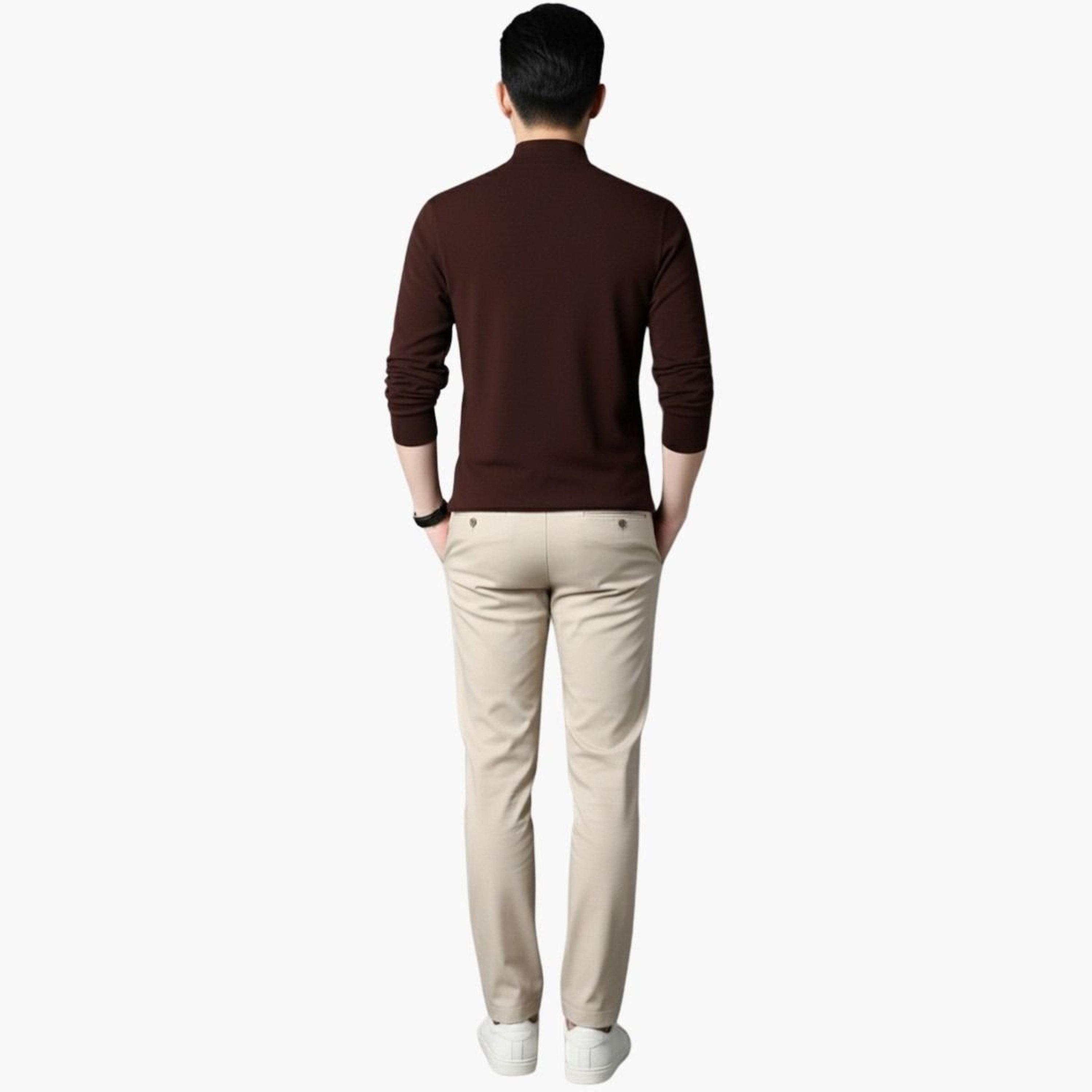 تيك تو - تي شيرت بني محبوك بأكمام طويلة للرجال-men-clothing-tshirtsandpolos-tshirts-image-2