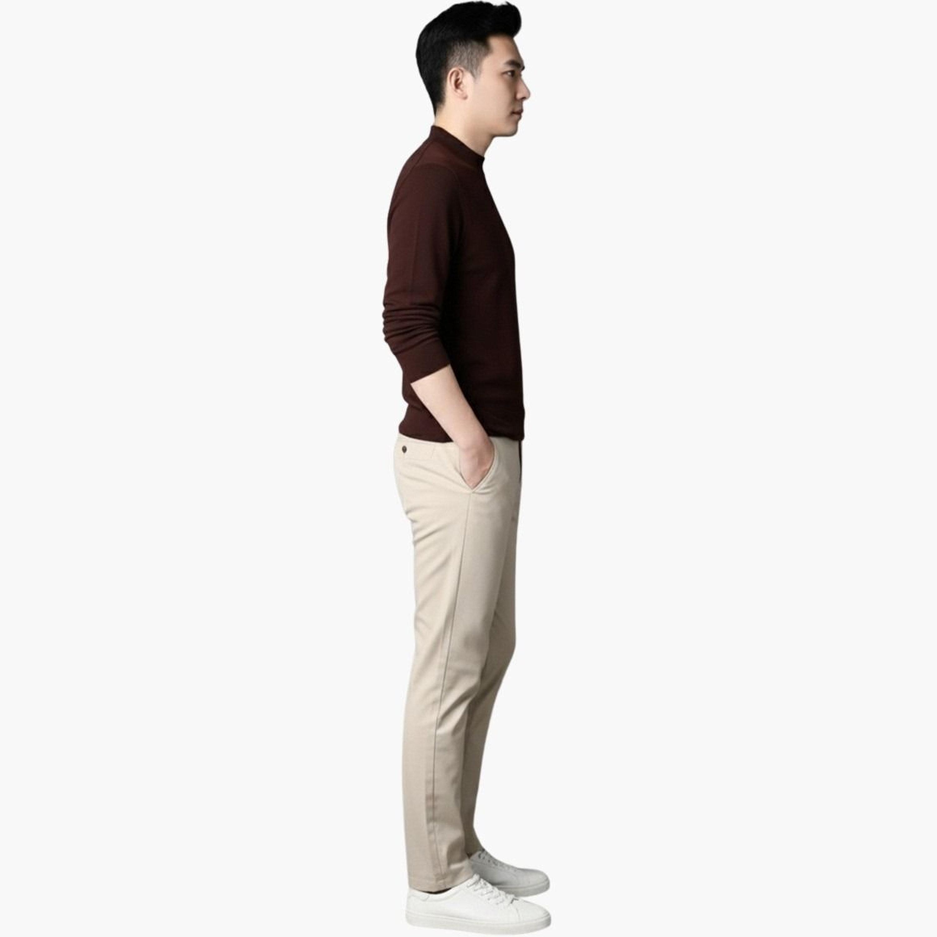 تيك تو - تي شيرت بني محبوك بأكمام طويلة للرجال-men-clothing-tshirtsandpolos-tshirts-image-4