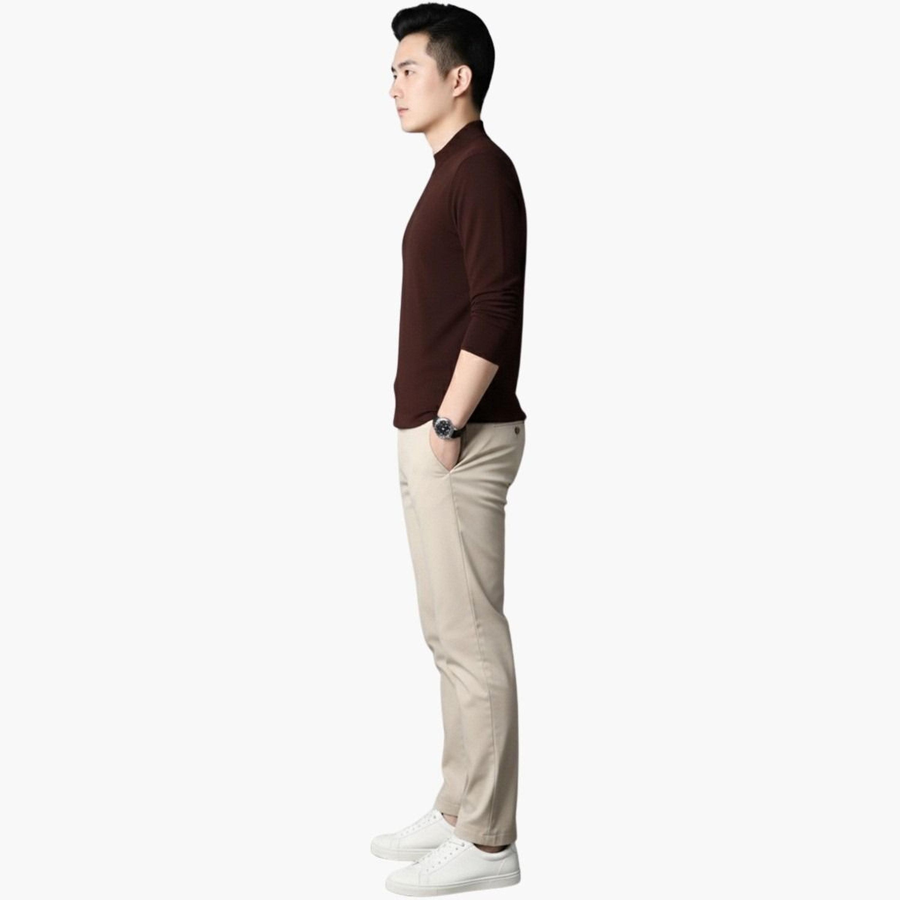 تيك تو - تي شيرت بني محبوك بأكمام طويلة للرجال-men-clothing-tshirtsandpolos-tshirts-image-5