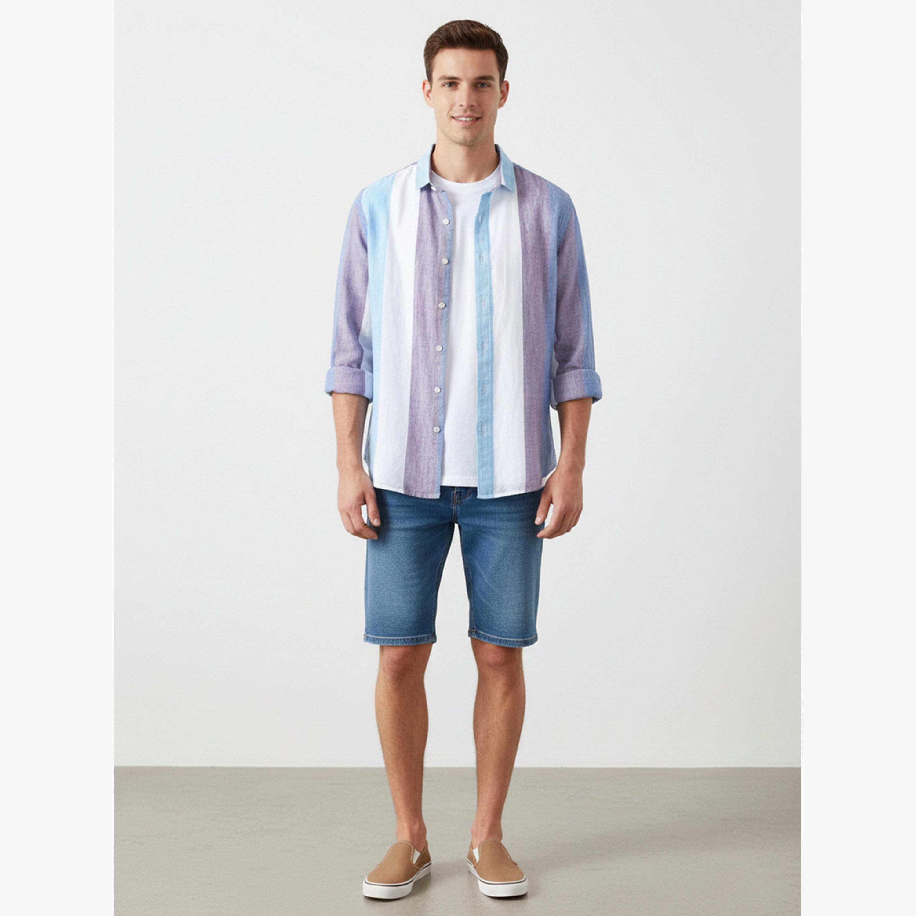 Take Two Men Blue Striped Casual Shirt-men-clothing-shirts-image-2