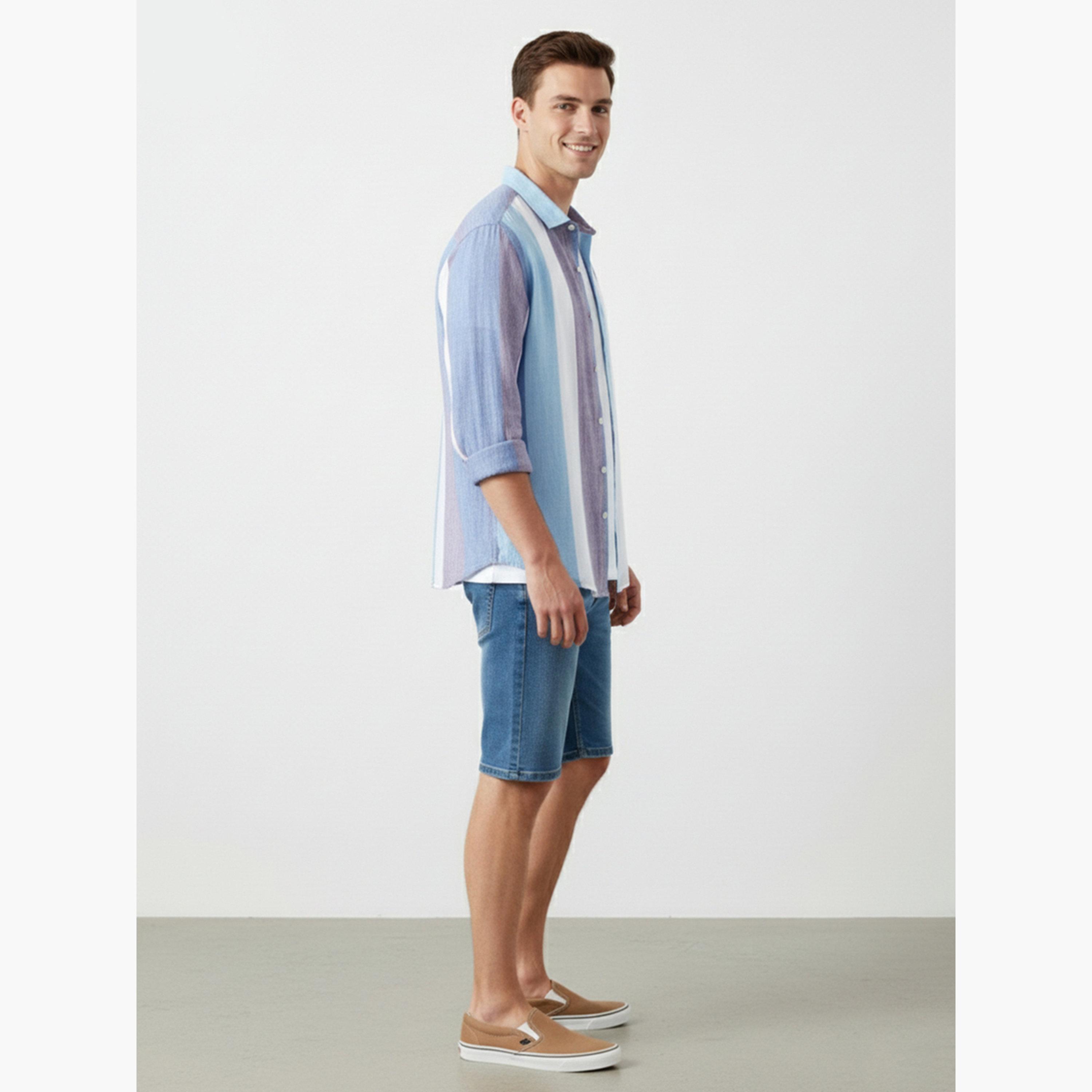Take Two Men Blue Striped Casual Shirt-men-clothing-shirts-image-4