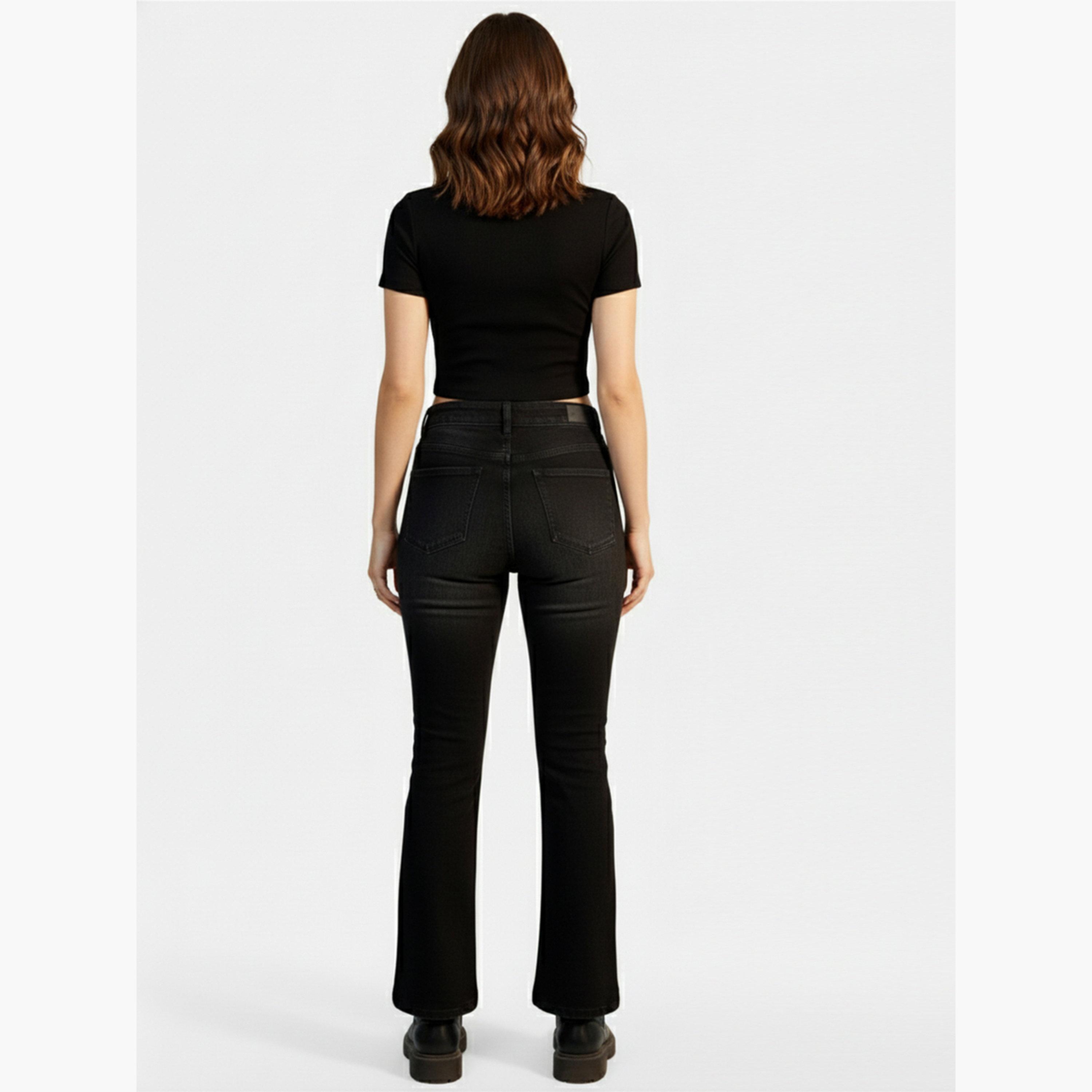 تيك تو - بنطال جينز أسود متوسط ​​الارتفاع بقصة عادية-women-clothing-bottoms-jeans-image-4