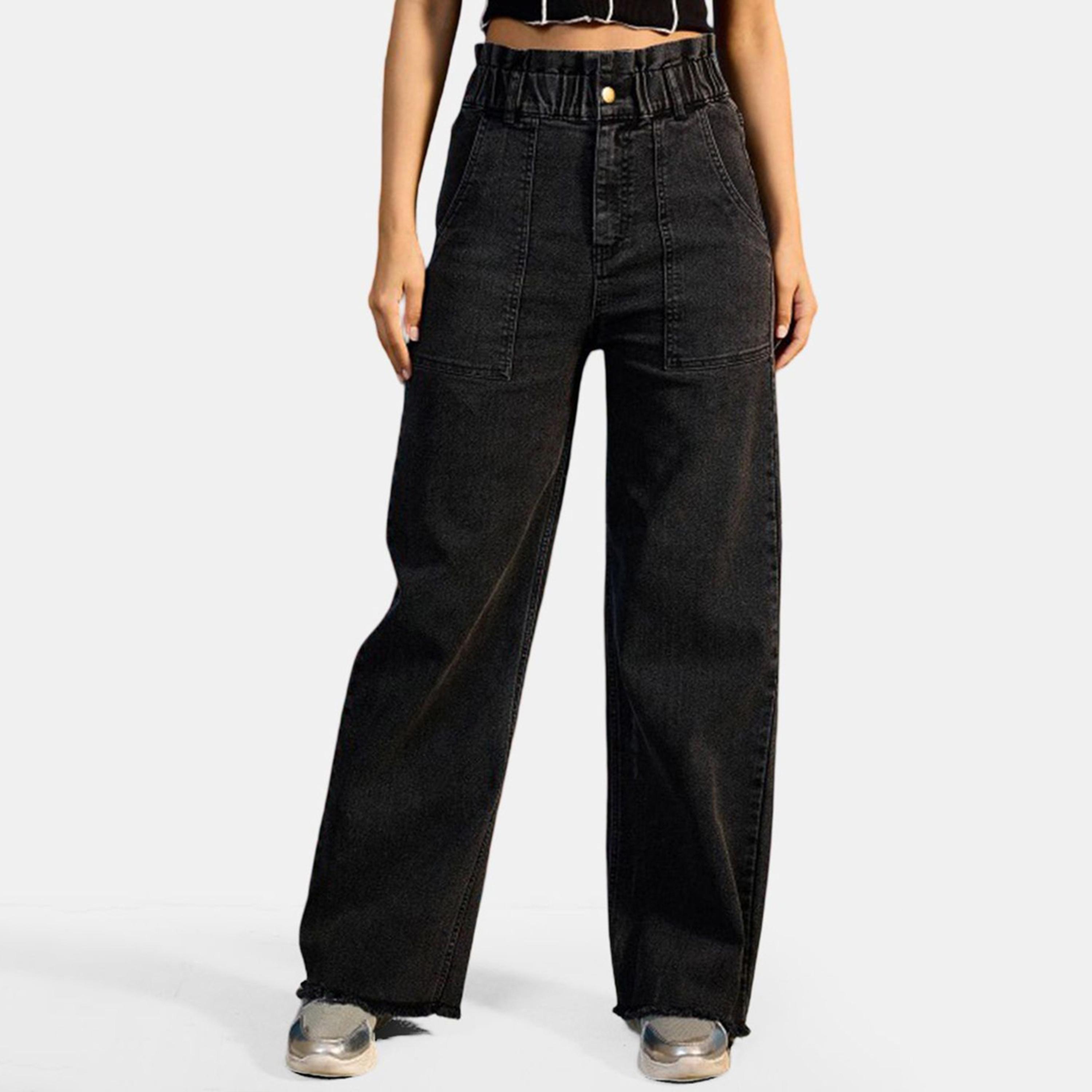 Take Two Women Black Mid Rise Wide Leg Jeans-women-clothing-bottoms-jeans-image-1