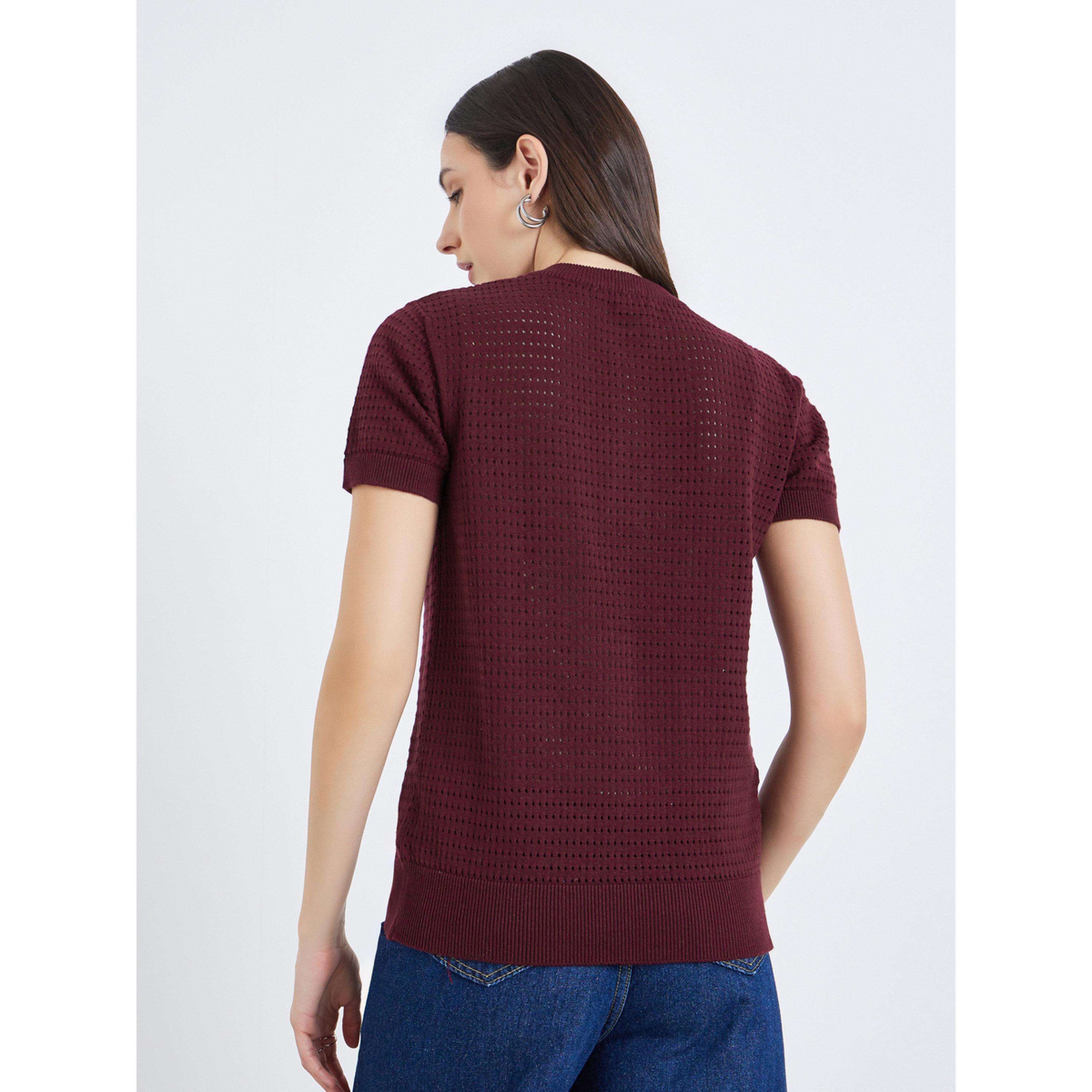 Styli Women Flat Knit Crochet Look 100%Cotton Top-women-clothing-tshirts-image-4