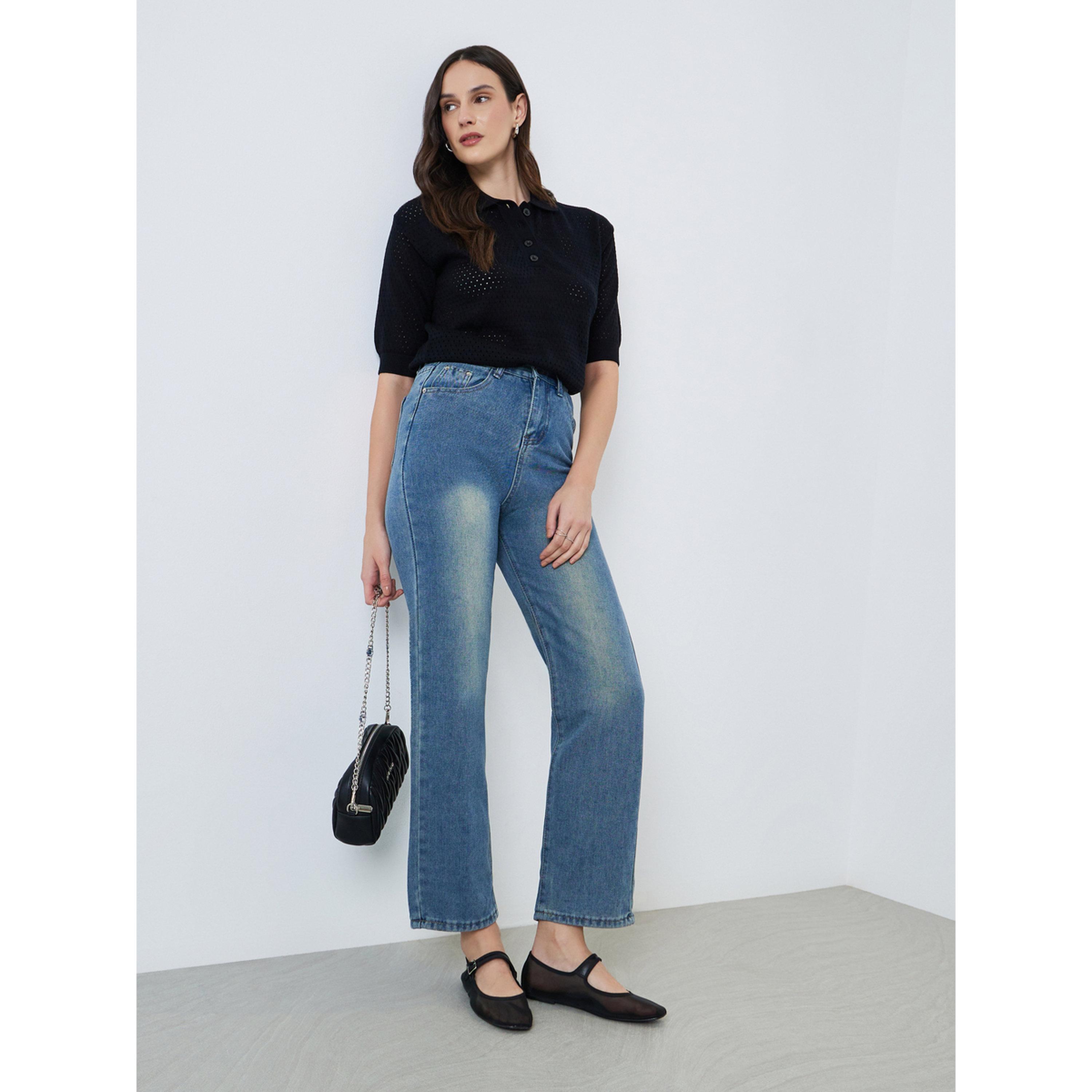 تيشيرت بولو محبوك بنمط كروشيه-women-clothing-tshirts-image-2