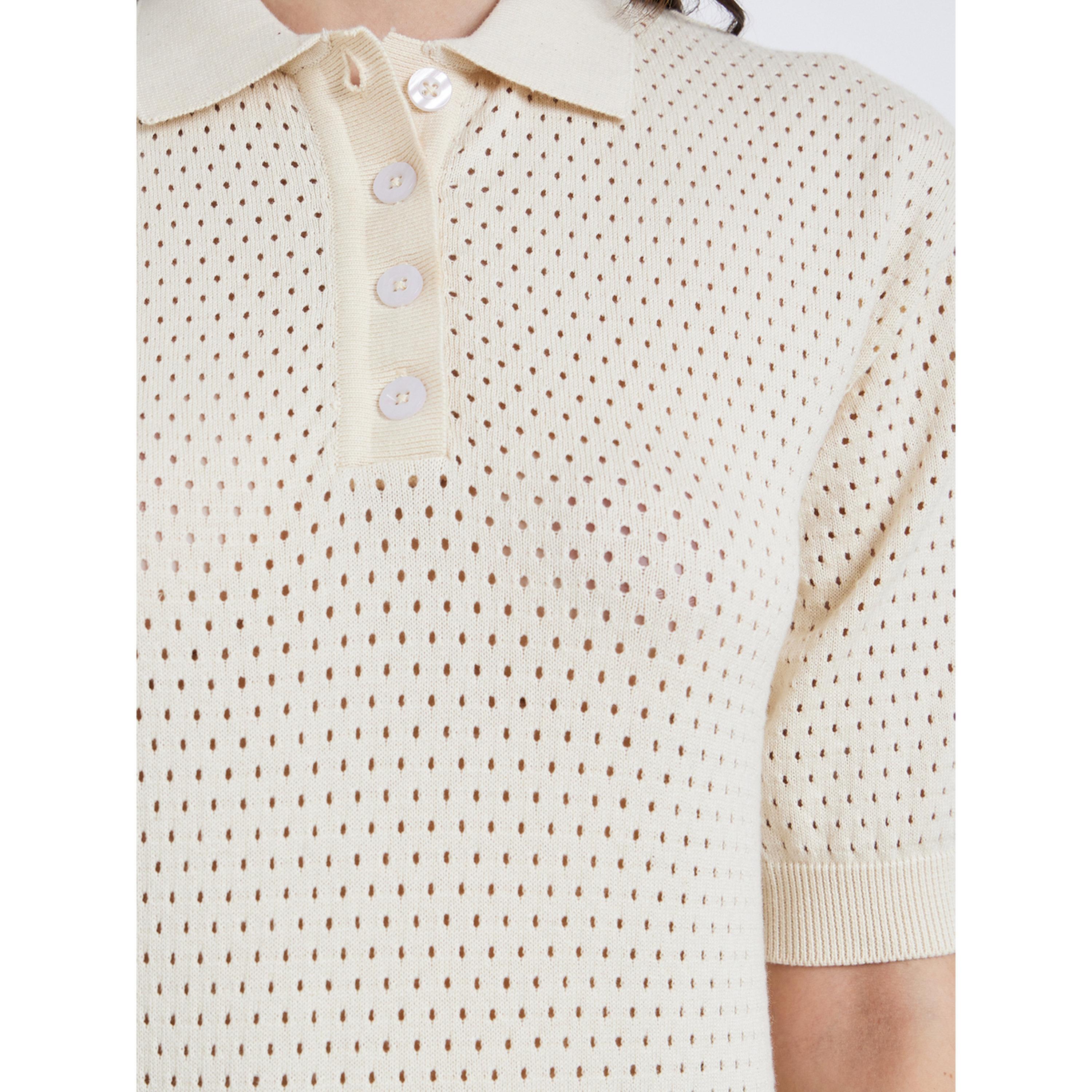 تيشيرت بولو محبوك بنمط كروشيه-women-clothing-tshirts-image-5