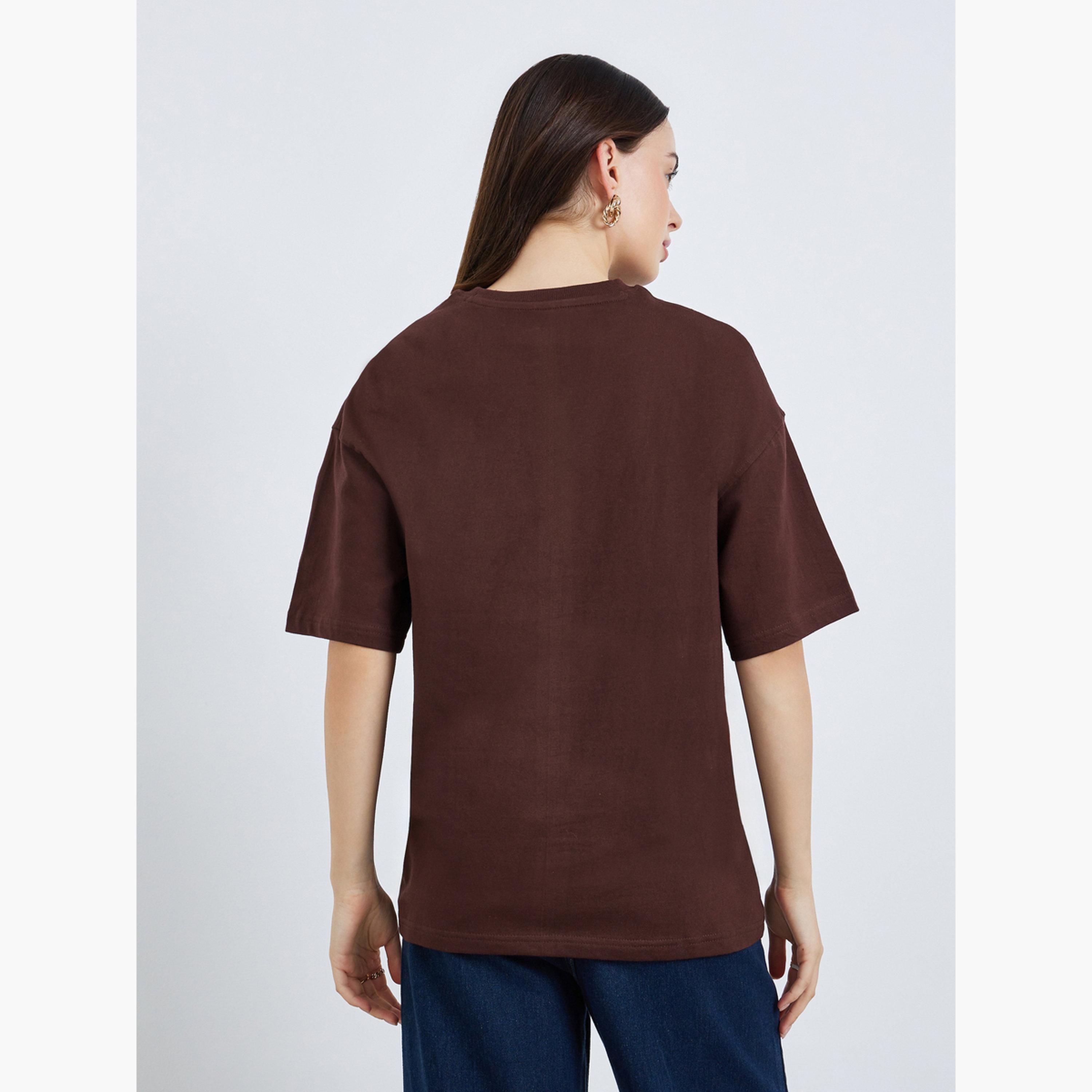 Styli Women Rose Foil Graphic 100% Cotton T-Shirt-women-clothing-tshirts-image-5
