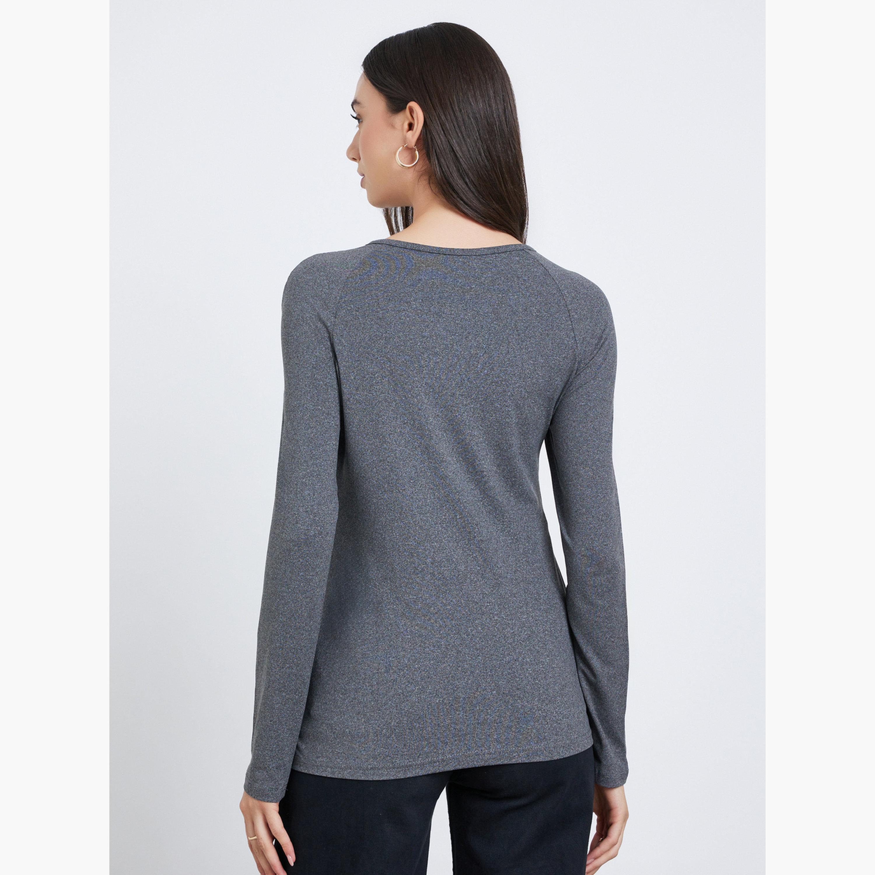 Take Two Women Grey Solid Ruched Detail Long Sleeve Top-women-clothing-shirtsandblouses-blouses-image-4