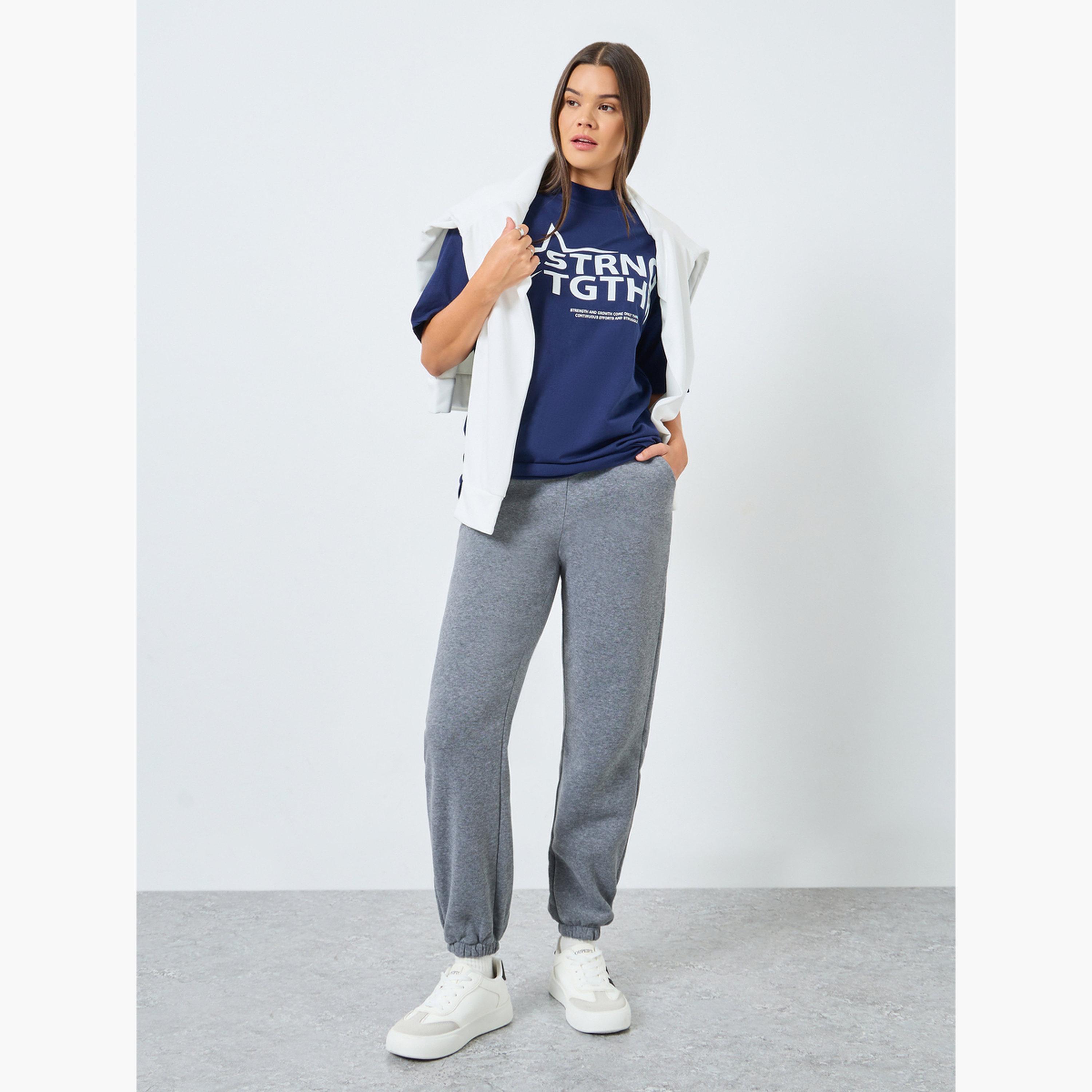 Take Two Women Grey Elastic Cuffed Joggers-women-clothing-bottoms-joggers-image-2
