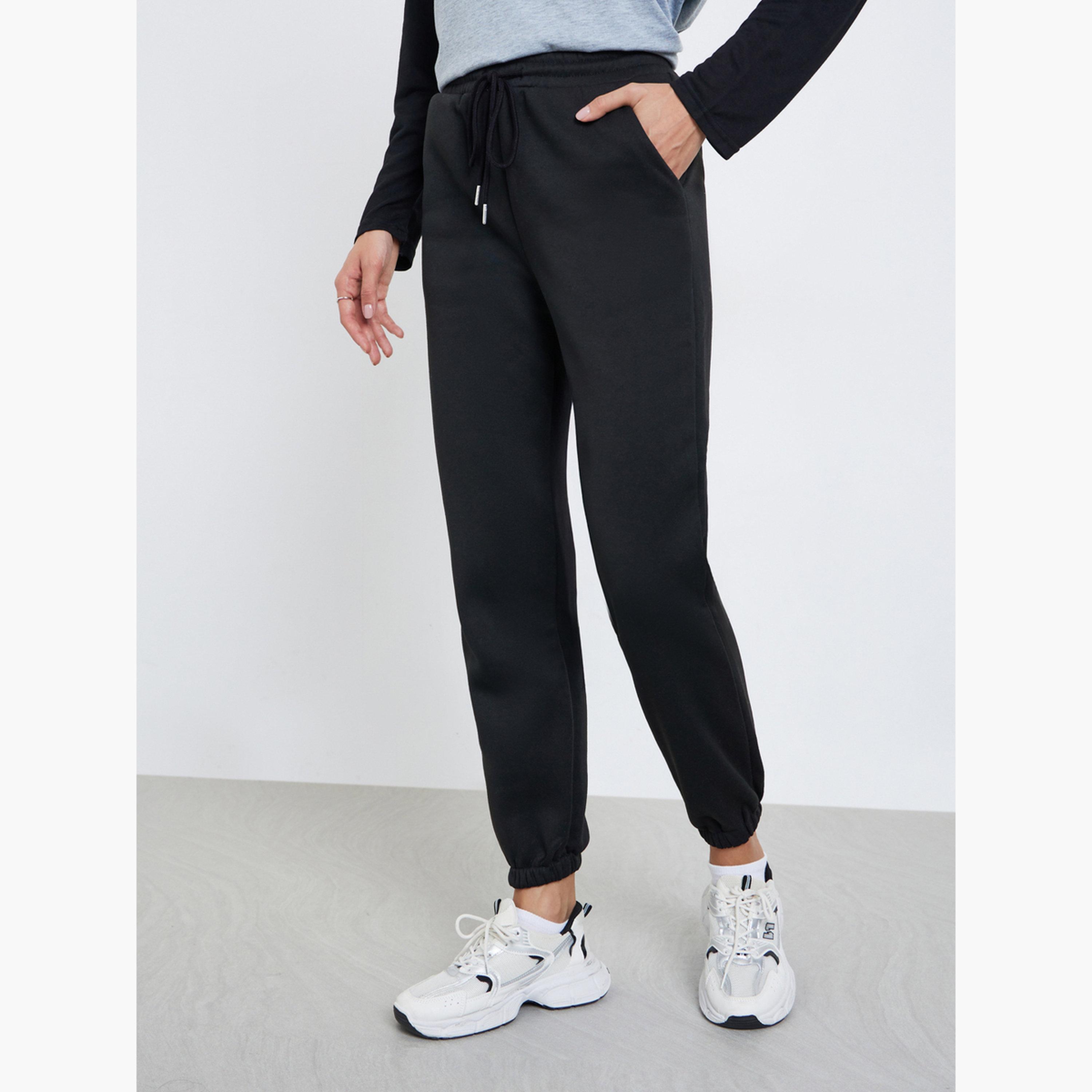 Take Two Women Black Solid Cuffed Joggers-women-clothing-bottoms-joggers-image-1