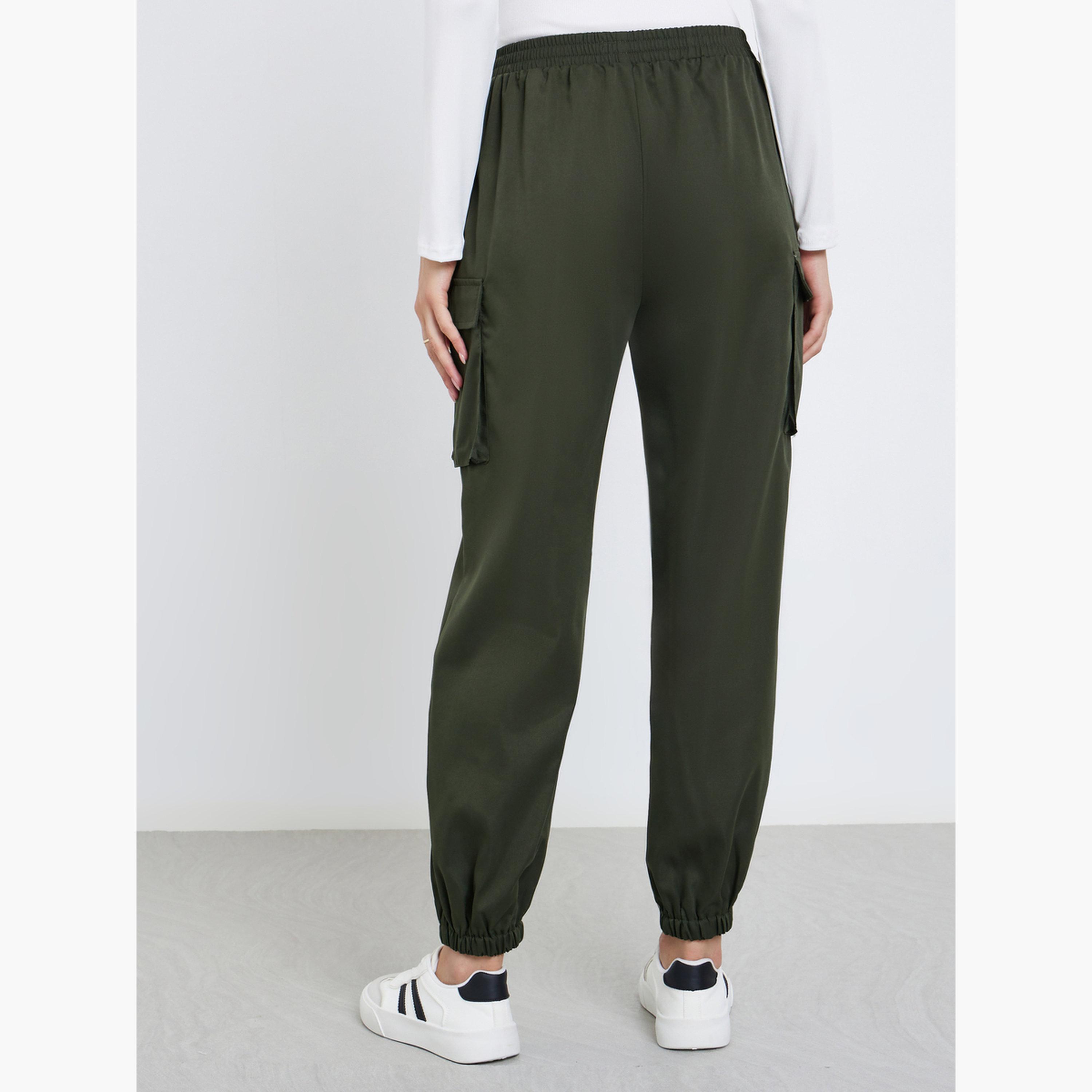 Take Two Women Dark Green Relaxed Fit Cargo Joggers-women-clothing-bottoms-joggers-image-4