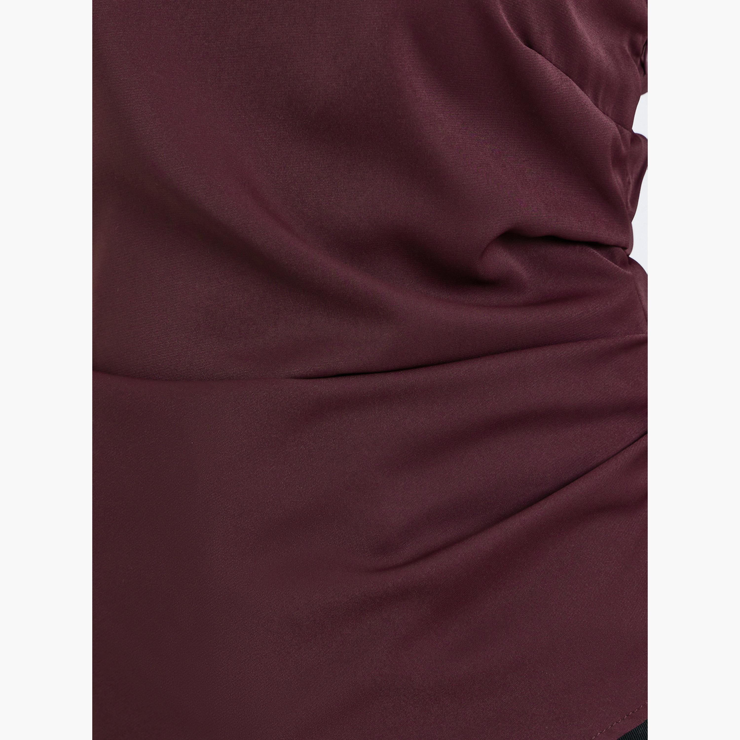 Styli Asymmetric One Sleeve Blouse with Draped Detail-women-clothing-shirtsandblouses-blouses-image-4