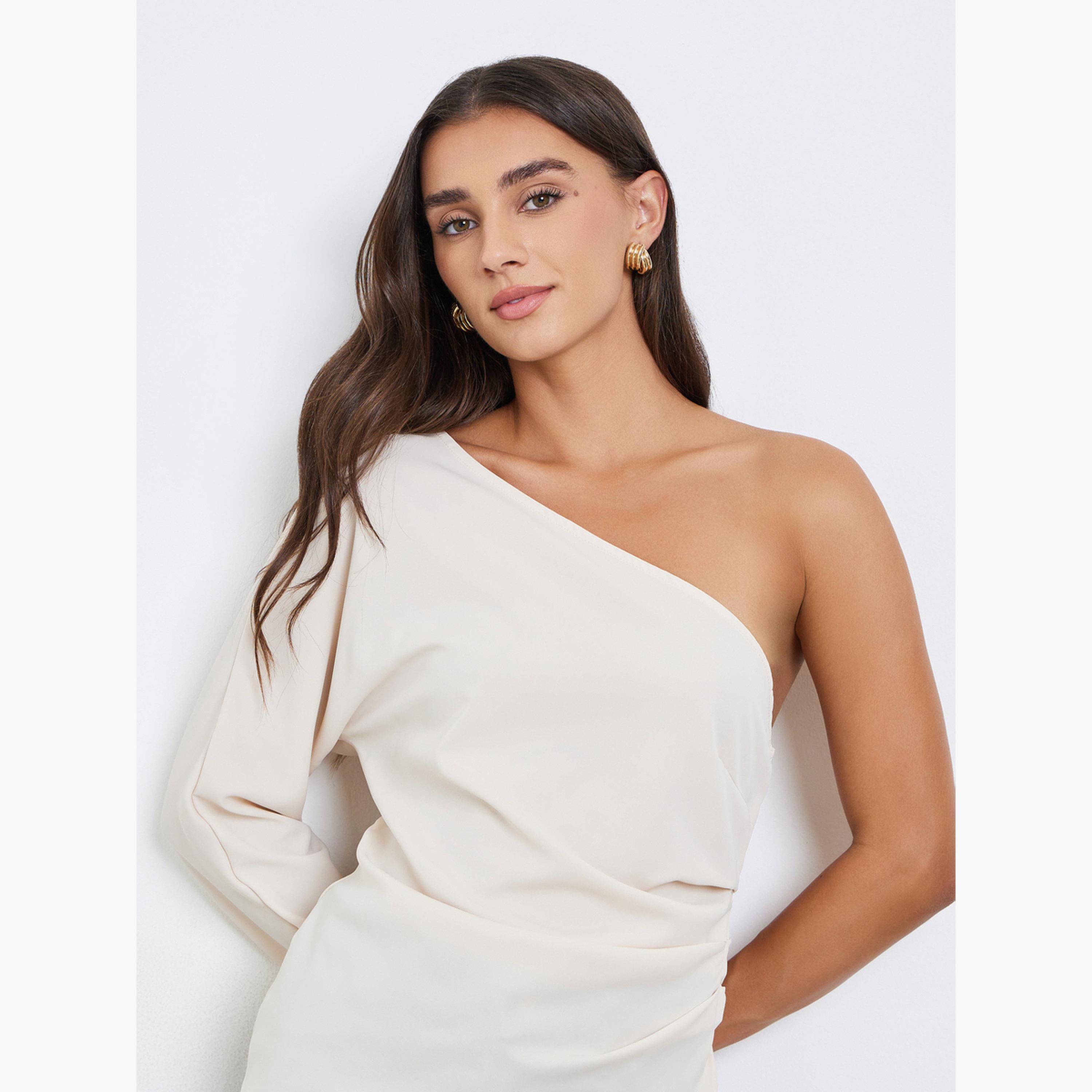 ستايلي - بلوزة بكتف واحد وطيات-women-clothing-shirtsandblouses-blouses-image-3