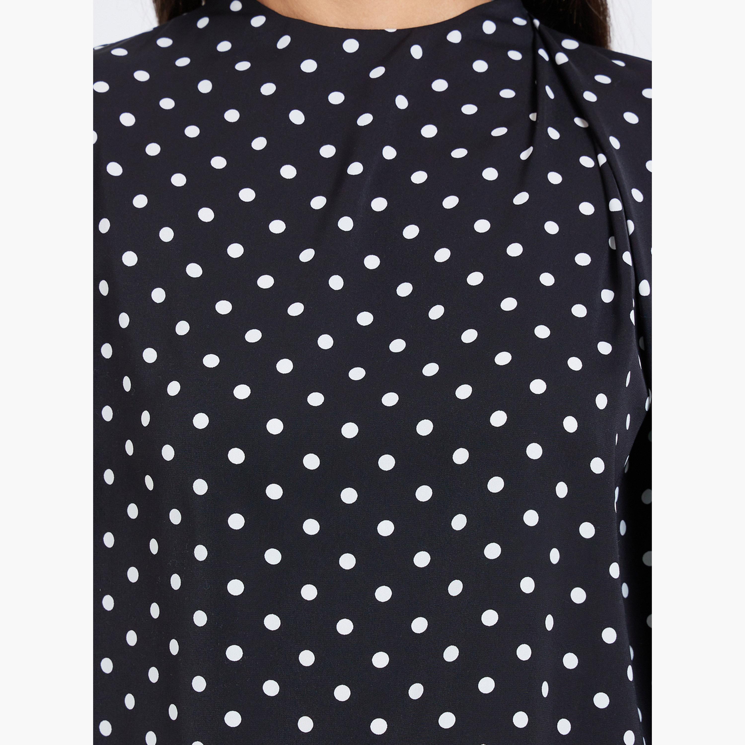 Styli Polka Dot Long Sleeve Pleated Blouse-women-clothing-shirtsandblouses-blouses-image-5