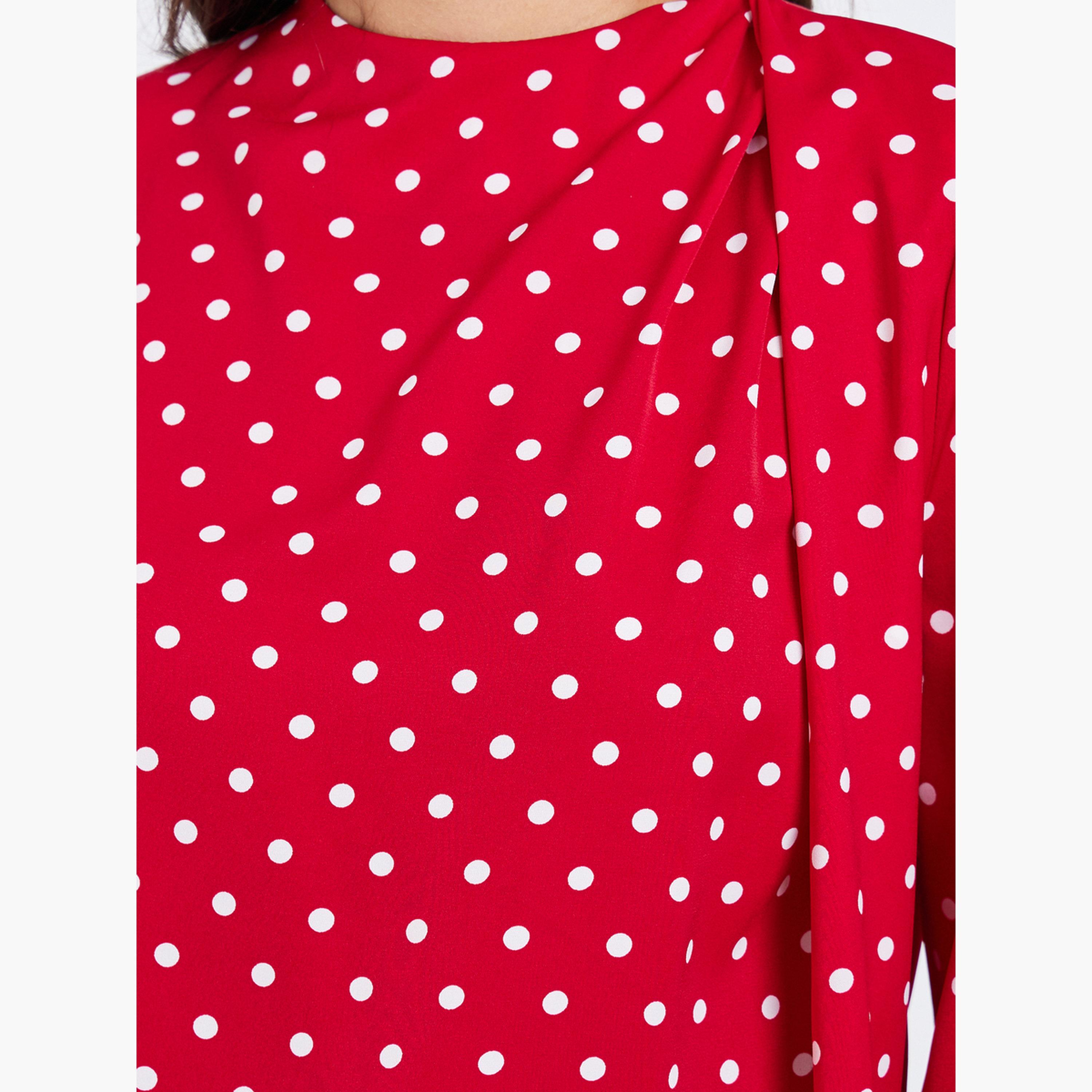 Styli Polka Dot Long Sleeve Pleated Blouse-women-clothing-shirtsandblouses-blouses-image-5