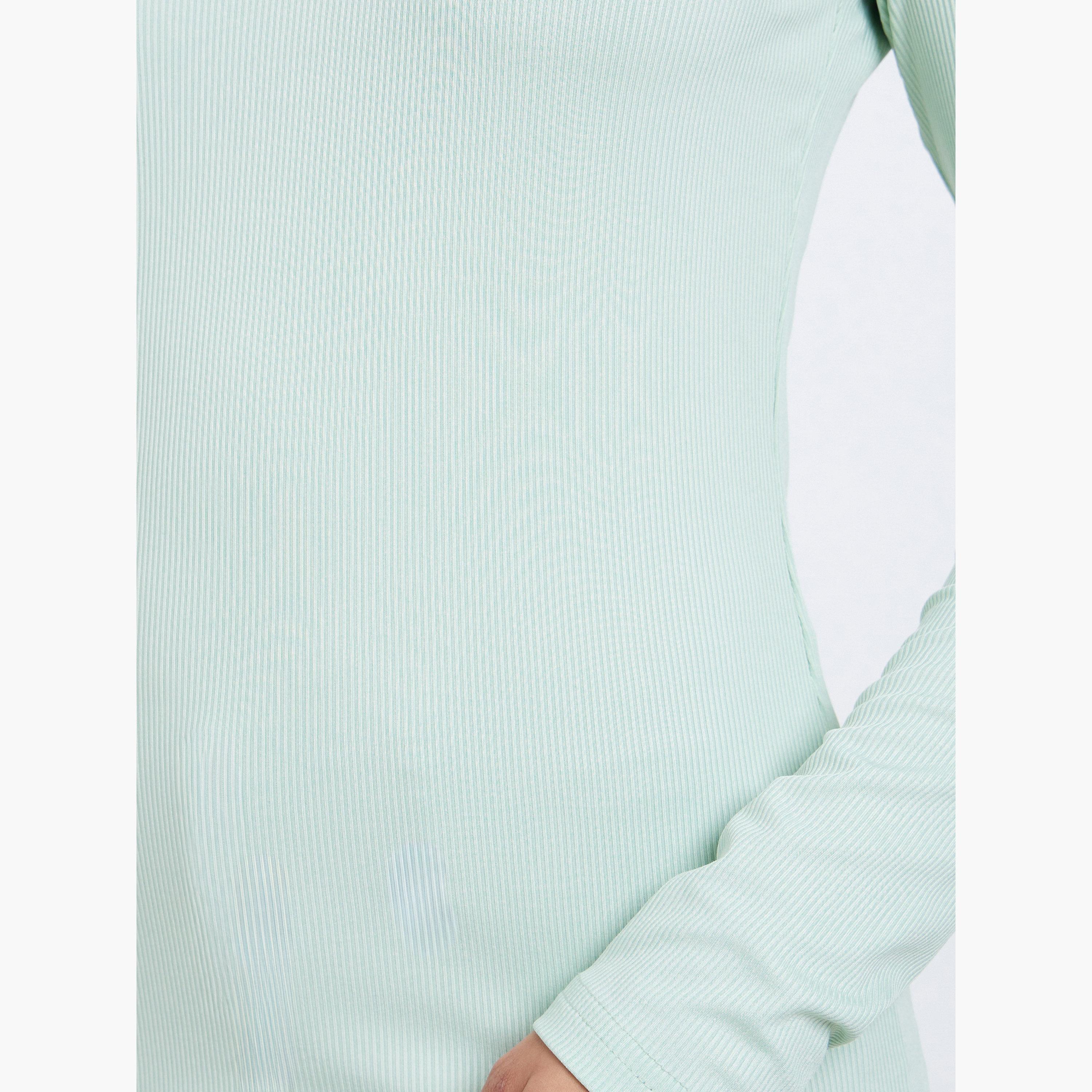 ستايلي - بلوزة بأكمام طويلة ومضلعة لون أخضر نعناعي للنساء-women-clothing-tshirts-image-3