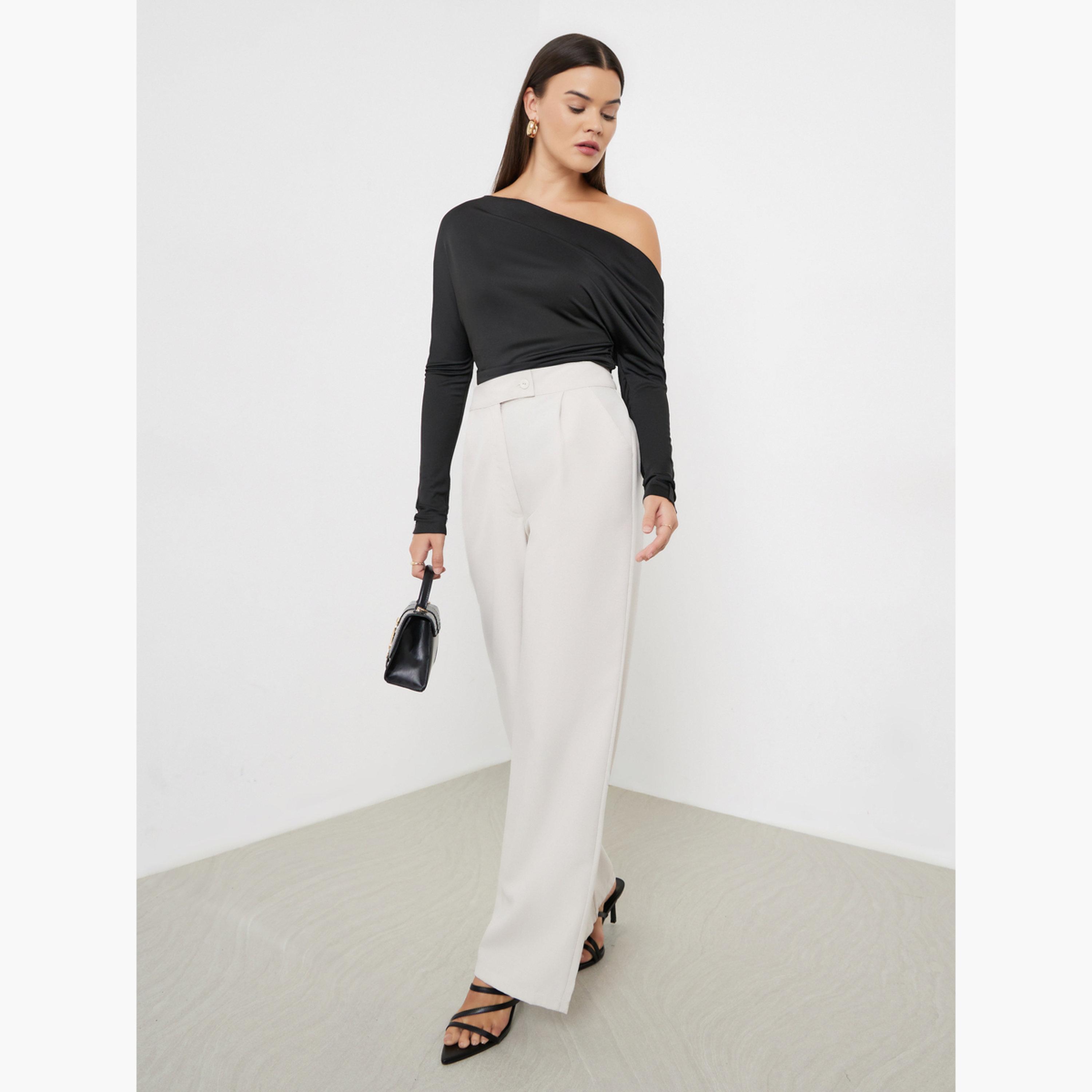 Styli Black One-Shoulder Blouse-women-clothing-tshirts-image-2