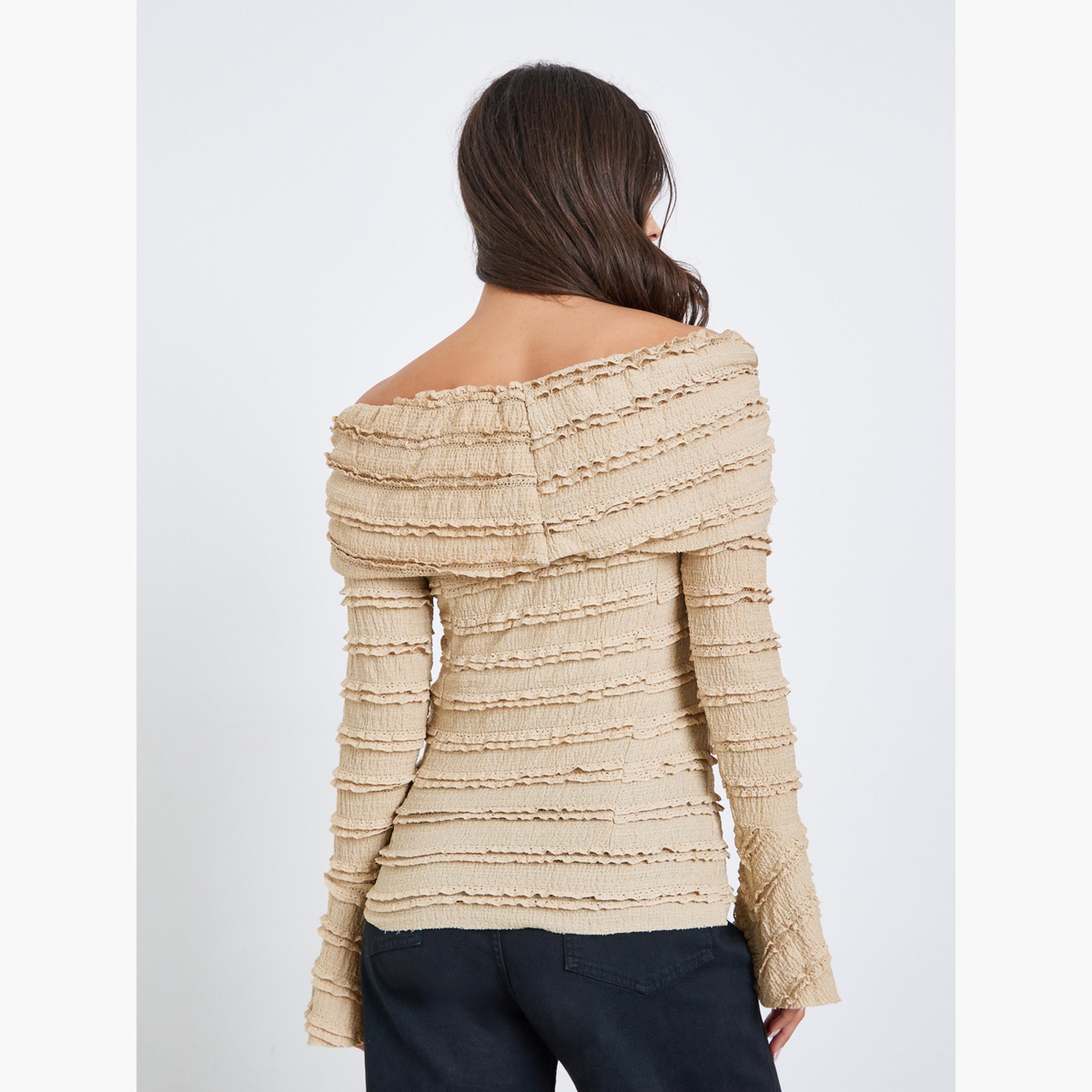 ستايلي - بلوزة متقاطعة بأكمام طويلة ومزينة بكشكشة-women-clothing-shirtsandblouses-blouses-image-3