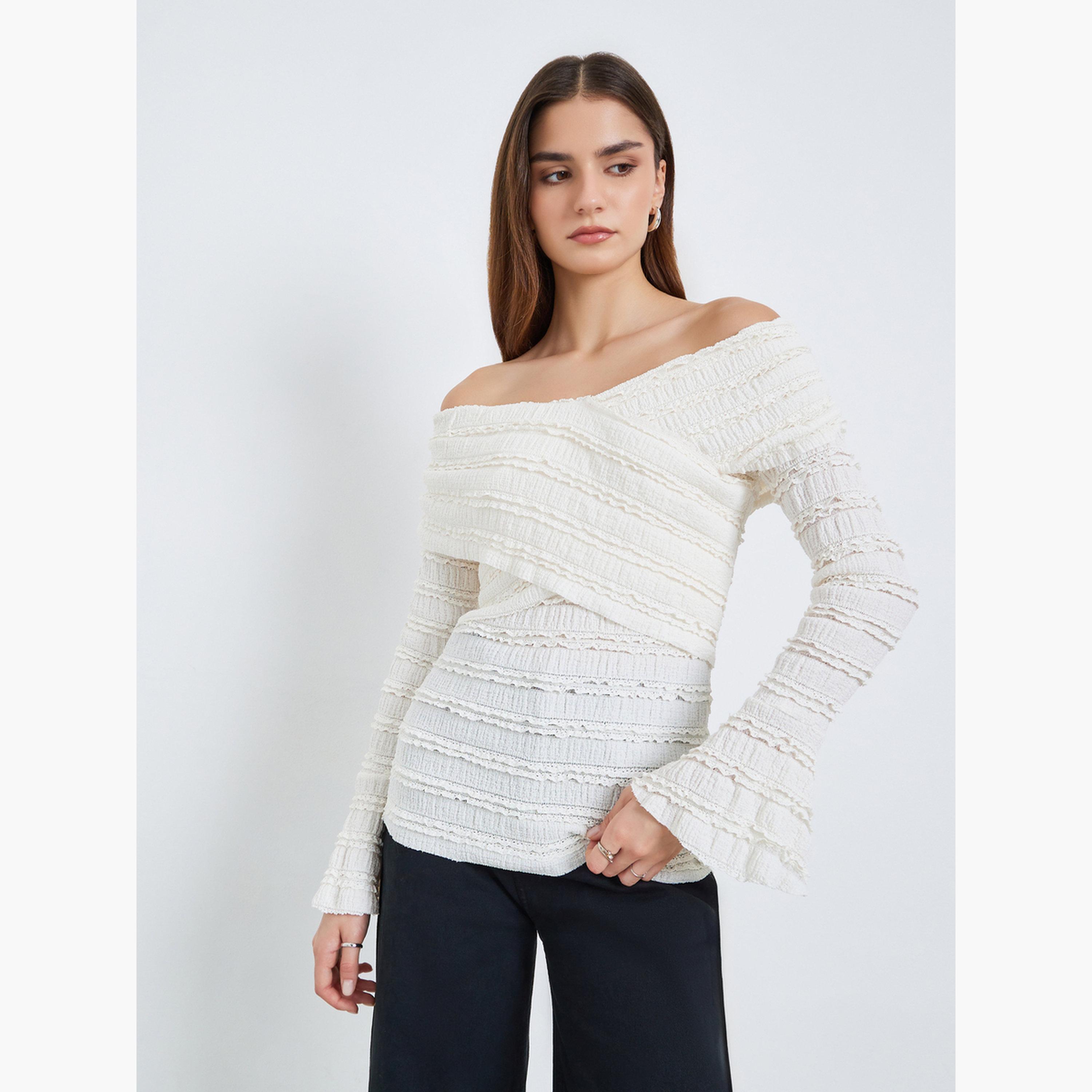 Styli Off-Shoulder Textured Blouse-women-clothing-shirtsandblouses-blouses-image-1