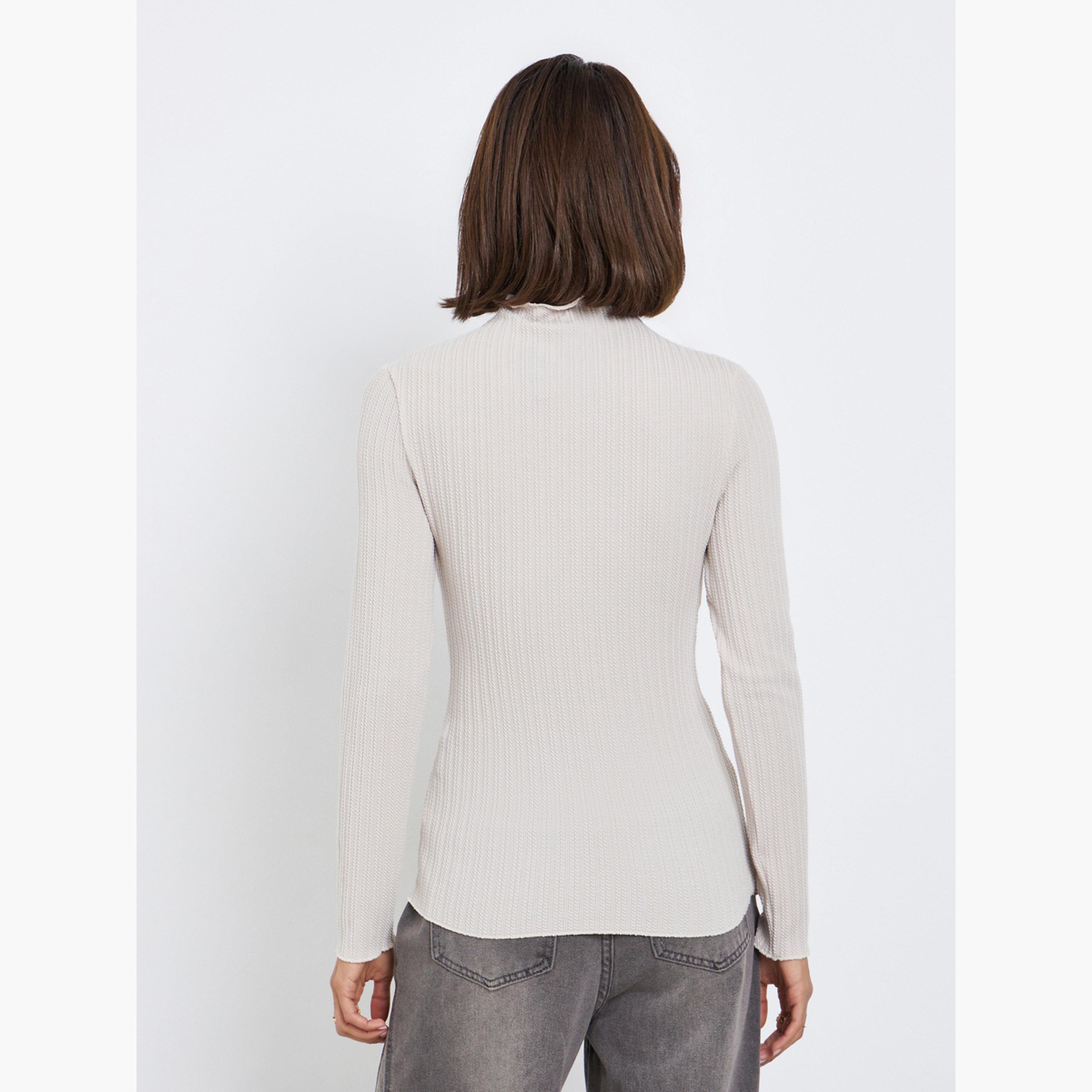 ستايلي - بلوزة رمادية محبوكة بنسيج-women-clothing-tshirts-image-4