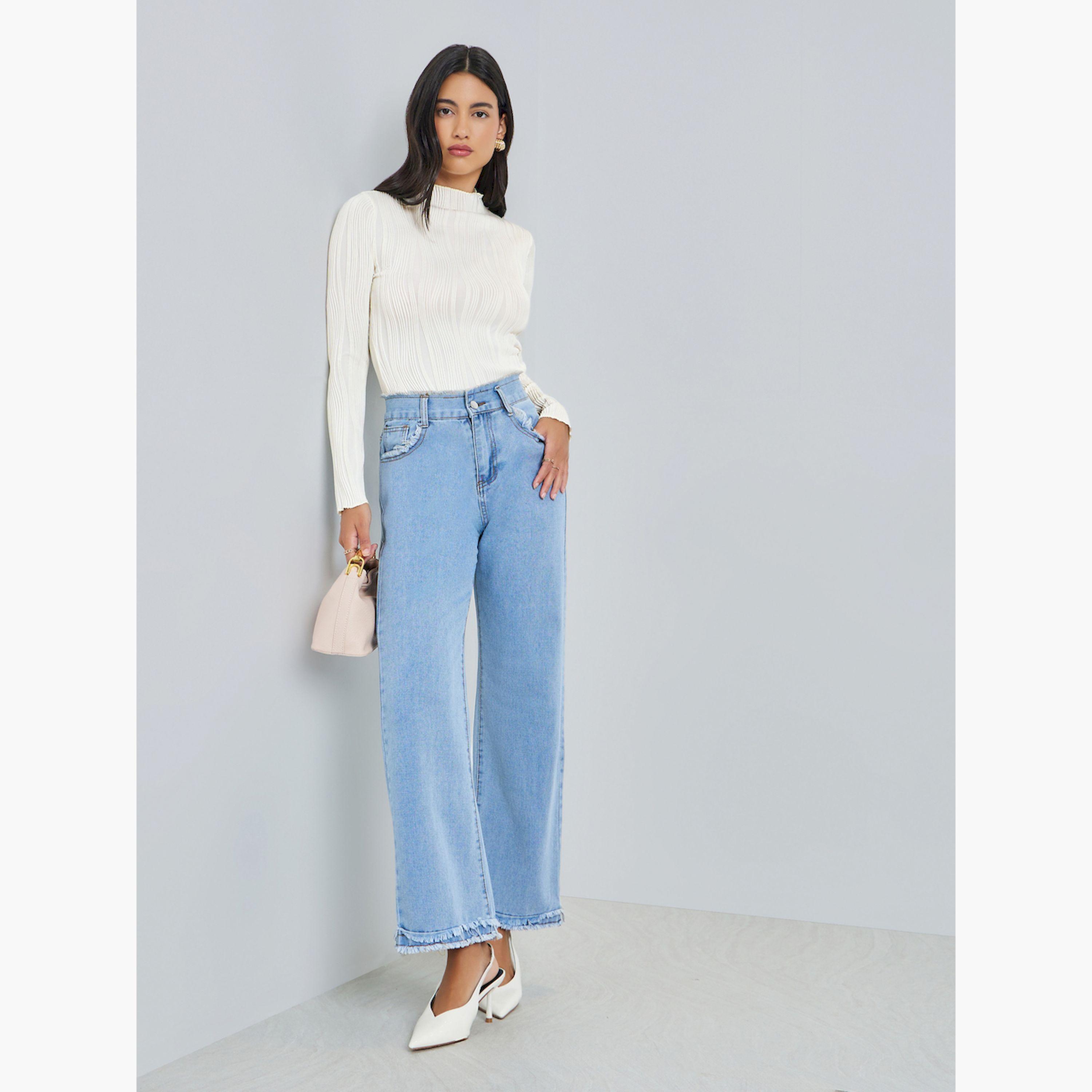 Styli Off-White Textured Knit Long Sleeve Top-women-clothing-tshirts-image-2