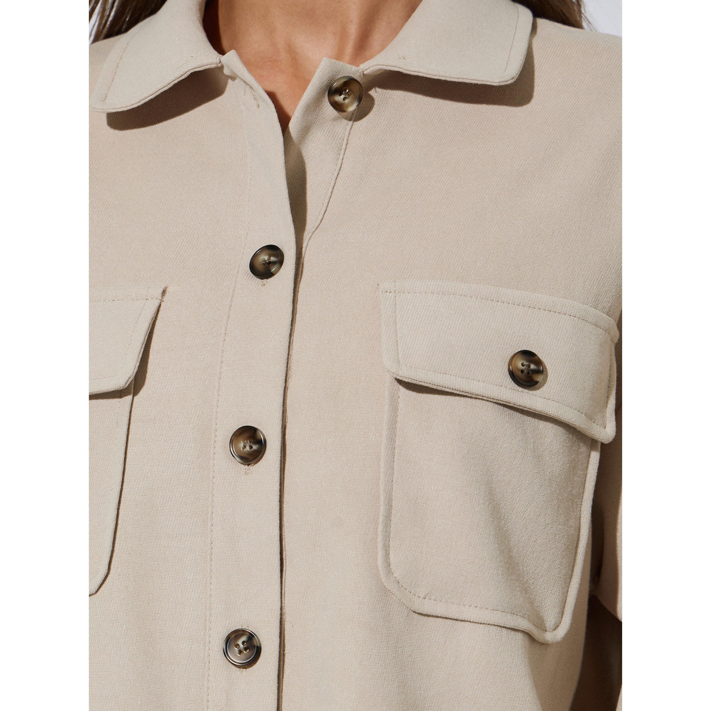 Styli Beige Front Button Collared Shirt-women-clothing-shirtsandblouses-shirts-image-5
