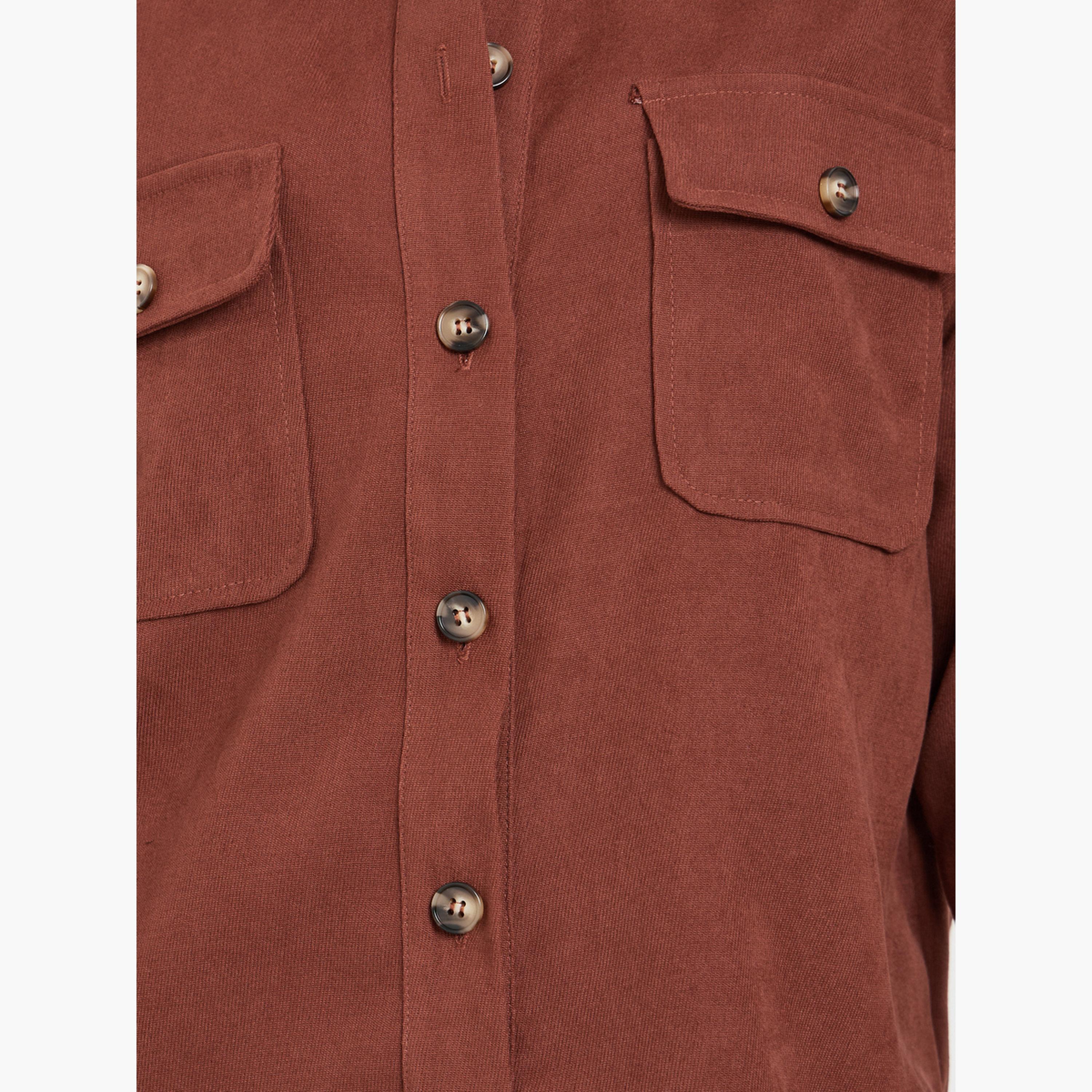 Styli Brown Front Button Collared Shirt-women-clothing-shirtsandblouses-shirts-image-4