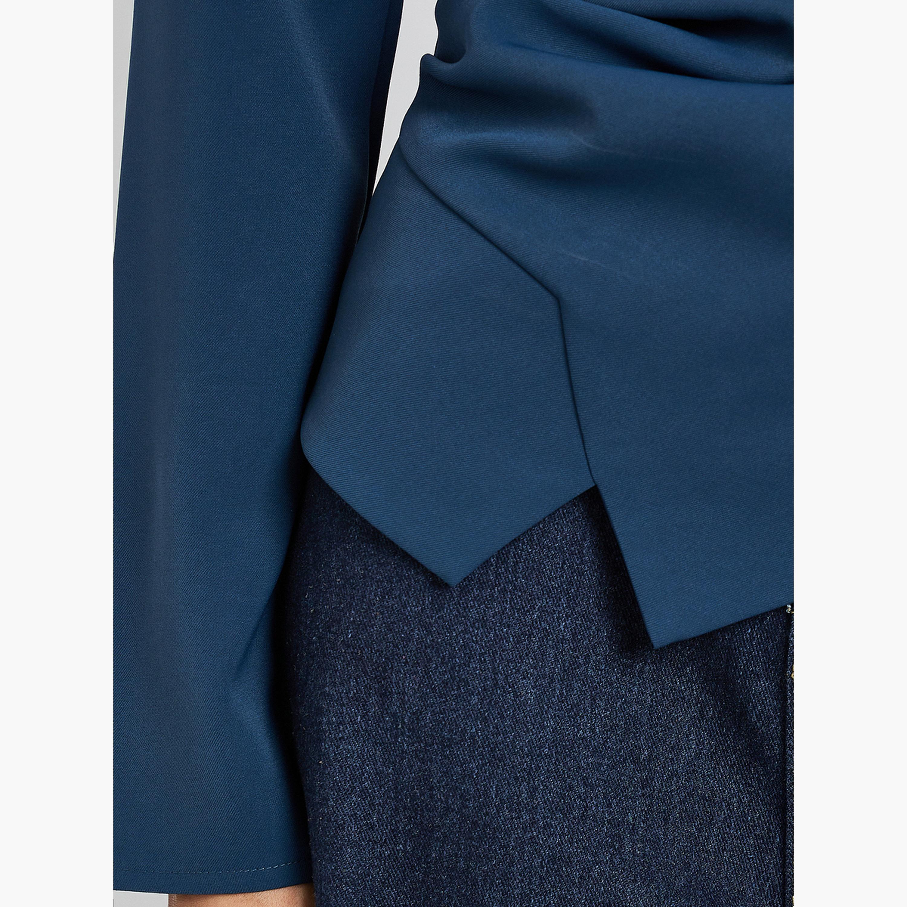 ستايلي - بلوزة زرقاء بأكمام طويلة للنساء-women-clothing-shirtsandblouses-blouses-image-3