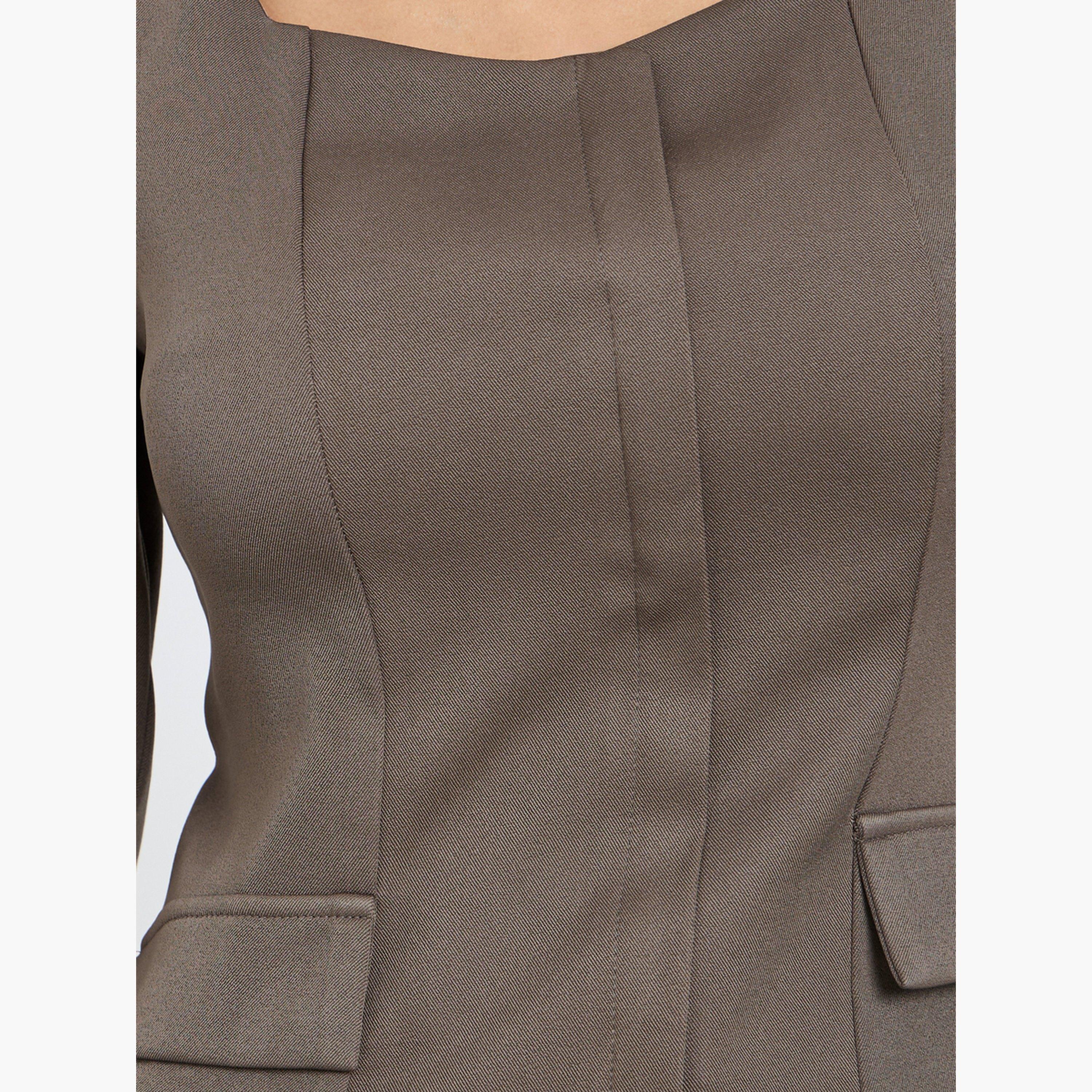 ستايلي - بلوزة بنية اللون بفتحة صدر على شكل قلب للنساء-women-clothing-shirtsandblouses-blouses-image-3