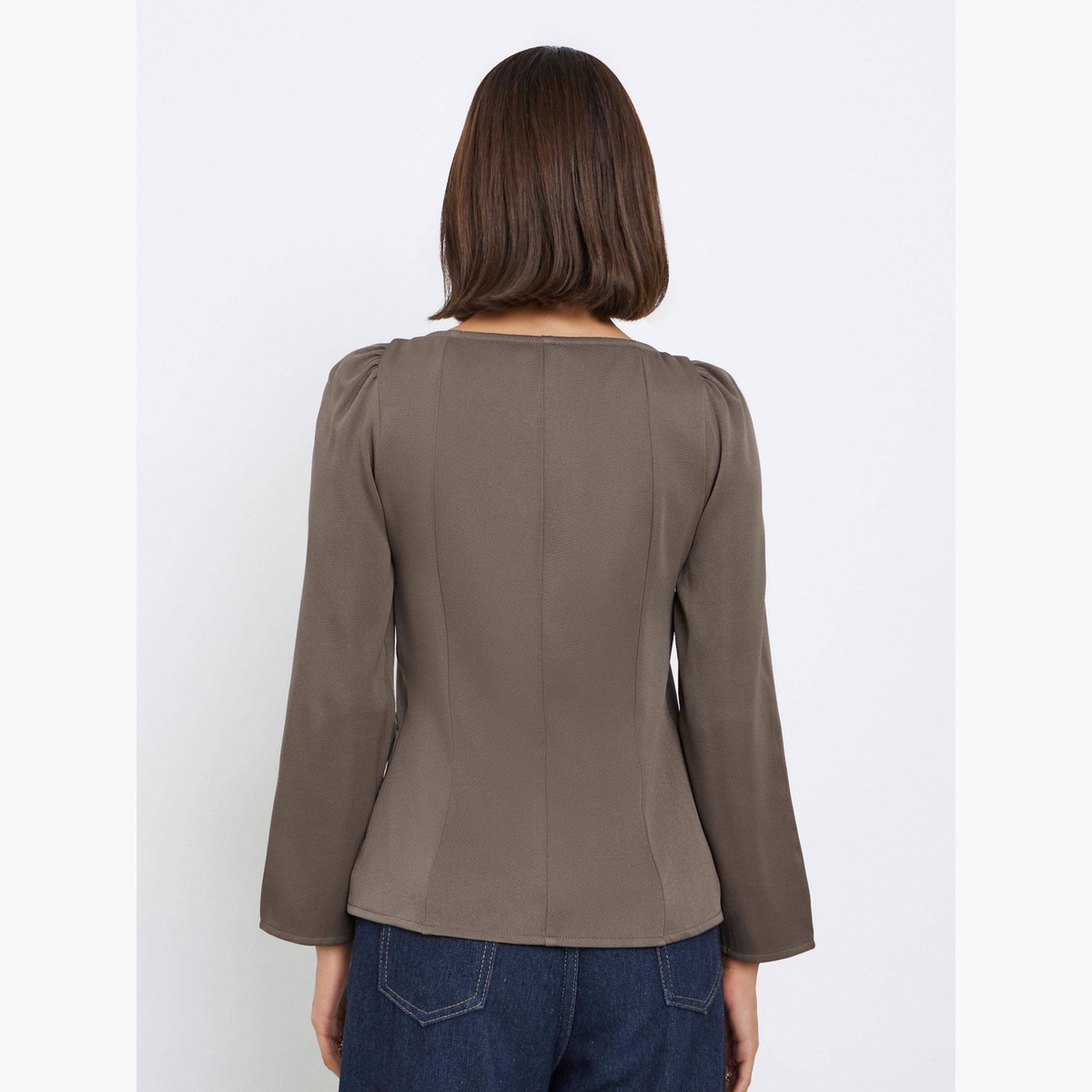 Styli Women Brown Sweetheart Neck Blouse-women-clothing-shirtsandblouses-blouses-image-4