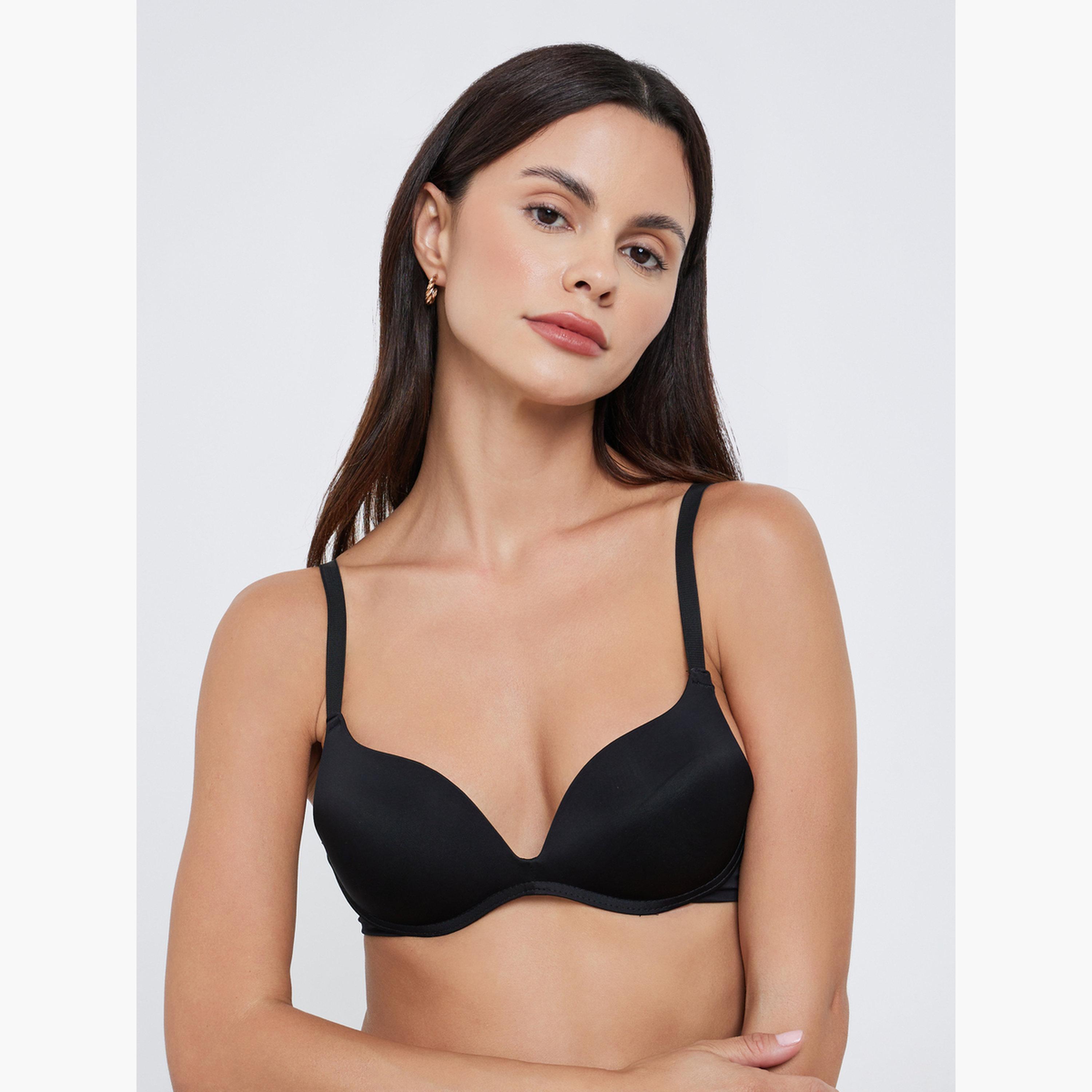 Styli Pack of 2 - Padded Non-Wired Plunge Bra-women-clothing-lingerie-bras-image-2