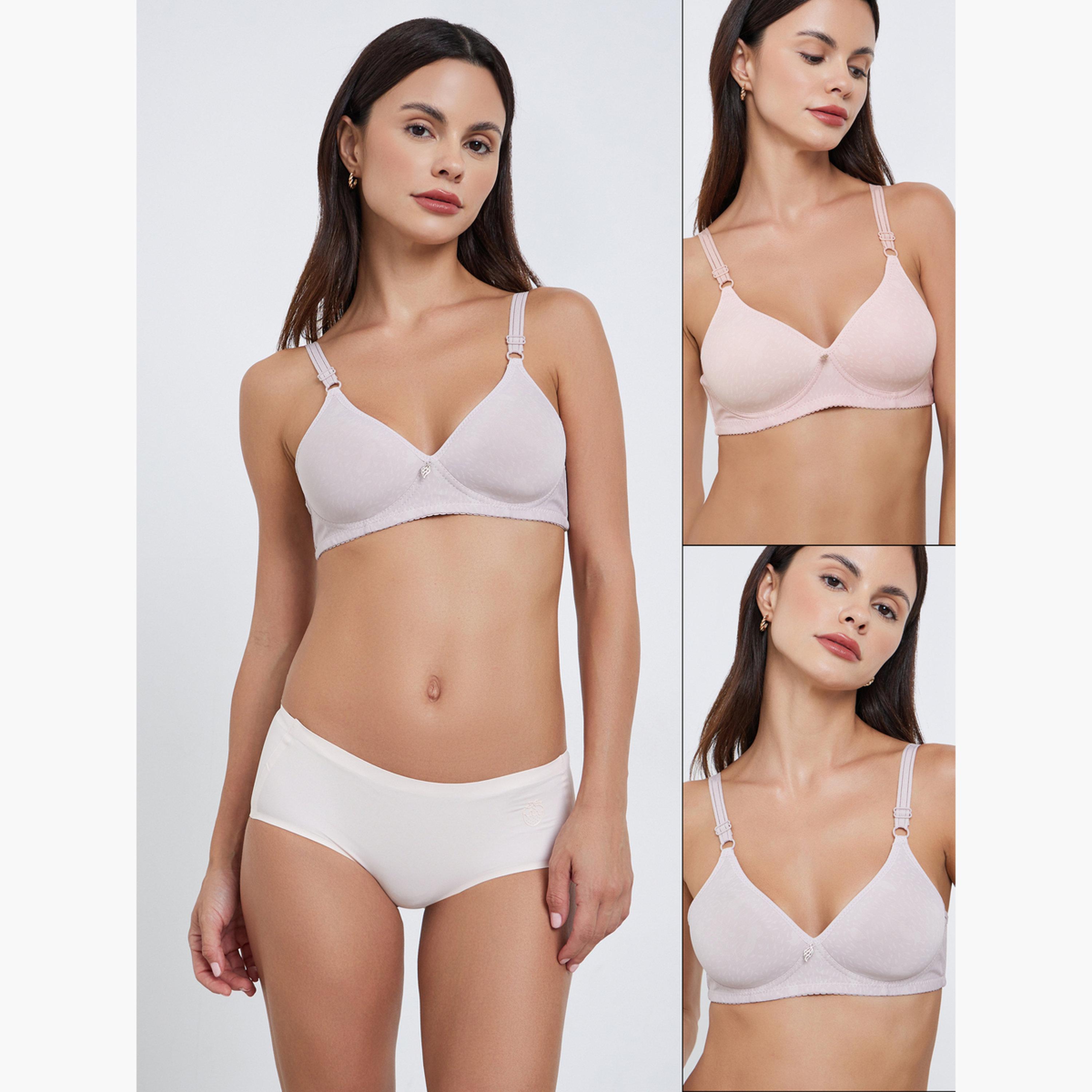 ستايلي - عبوة من قطعتين - حمالة صدر مبطنة بدون أسلاك مع تفاصيل حواف-women-clothing-lingerie-bras-image-1