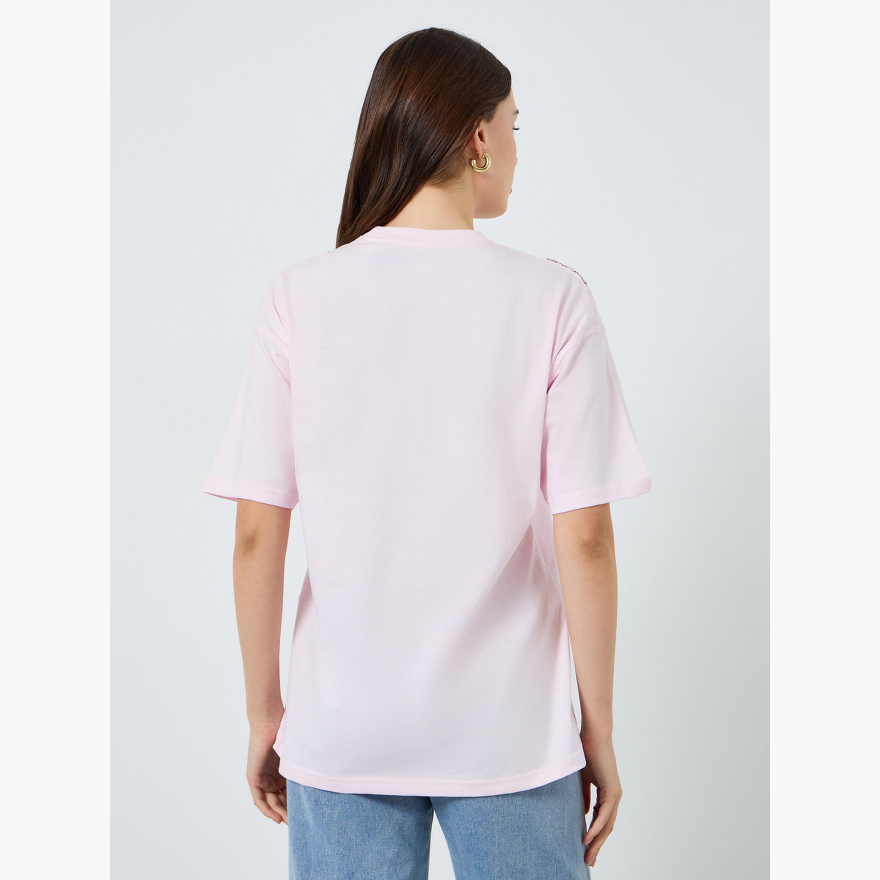 Styli Women Floral Tonal Embroidery 100% Cotton T-Shirt-women-clothing-tshirts-image-5