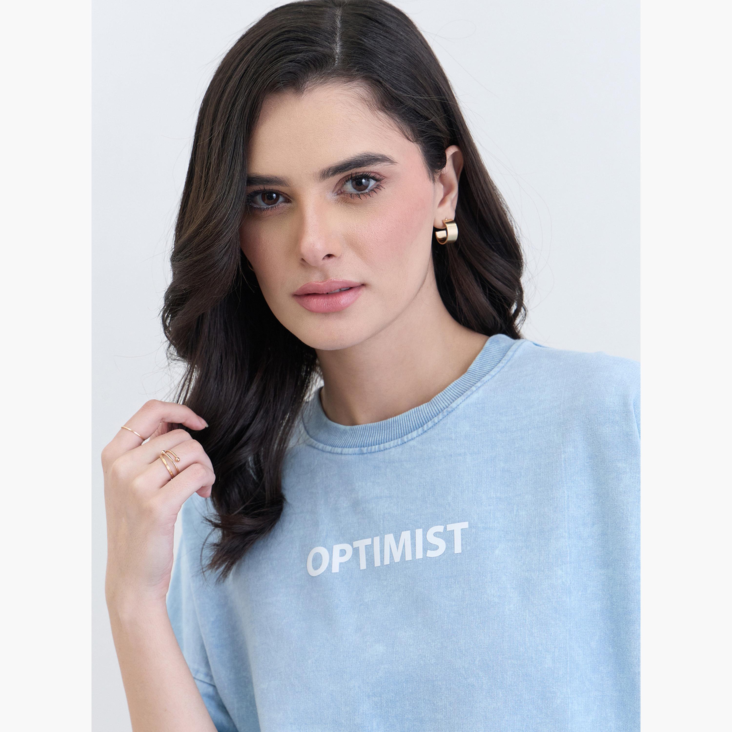 Styli Light Blue Oversized Slogan Print T-Shirt-women-clothing-tshirts-image-4