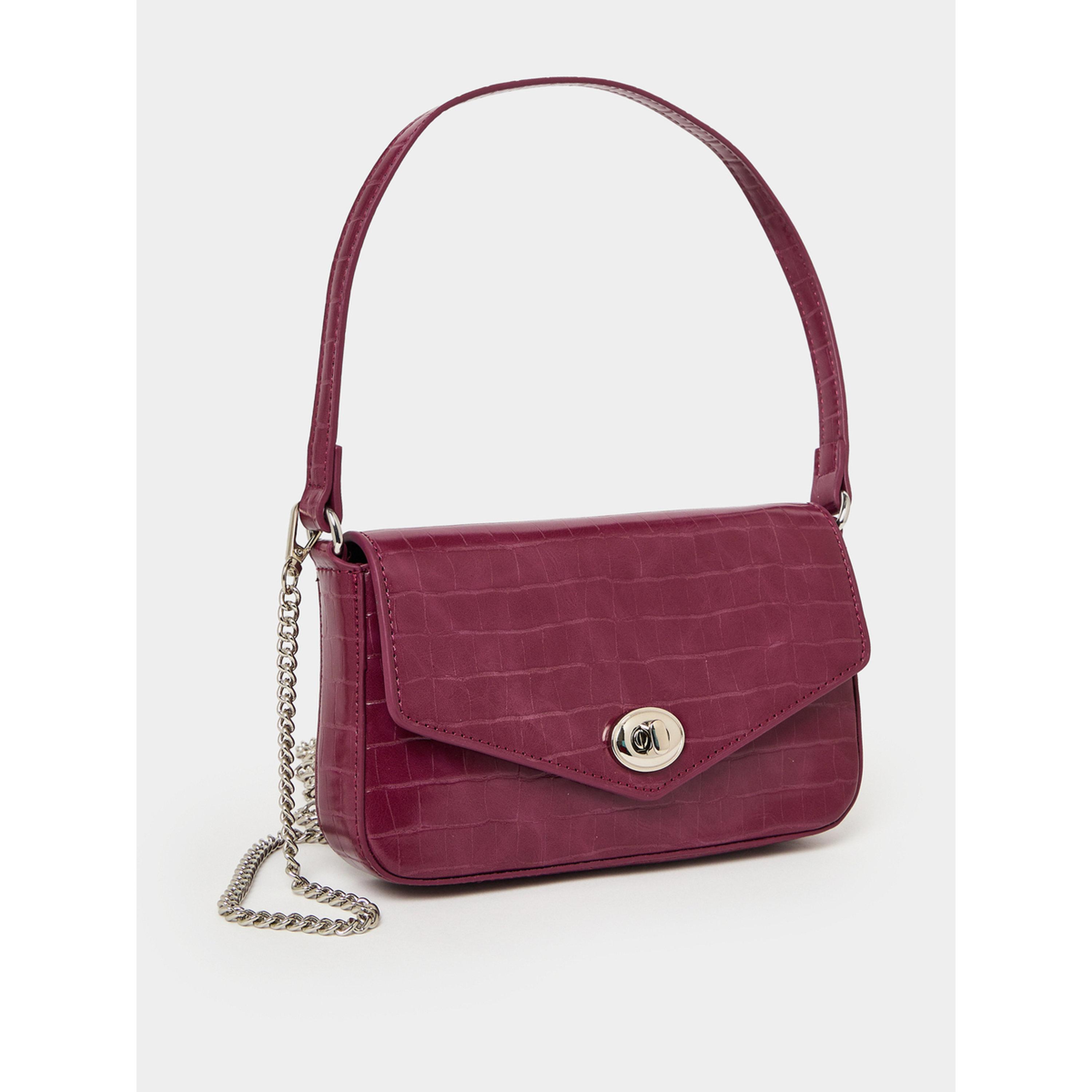 Styli Burgundy Croc-Effect Baguette Bag-women-bagsandwallets-handbags-image-1