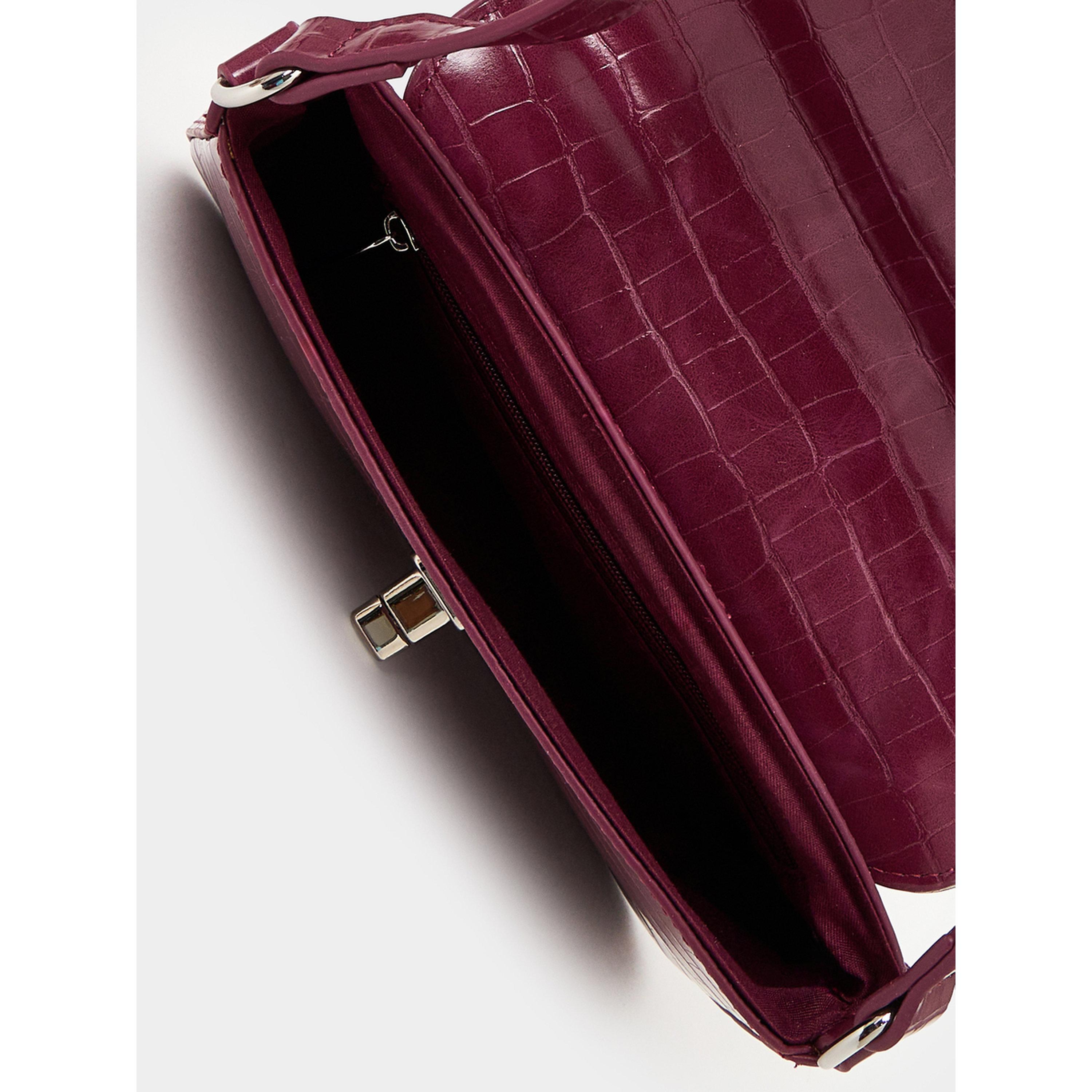 ستايلي - شنطة باغيت لون برغندي بنقشة جلد التمساح-women-bagsandwallets-handbags-image-4