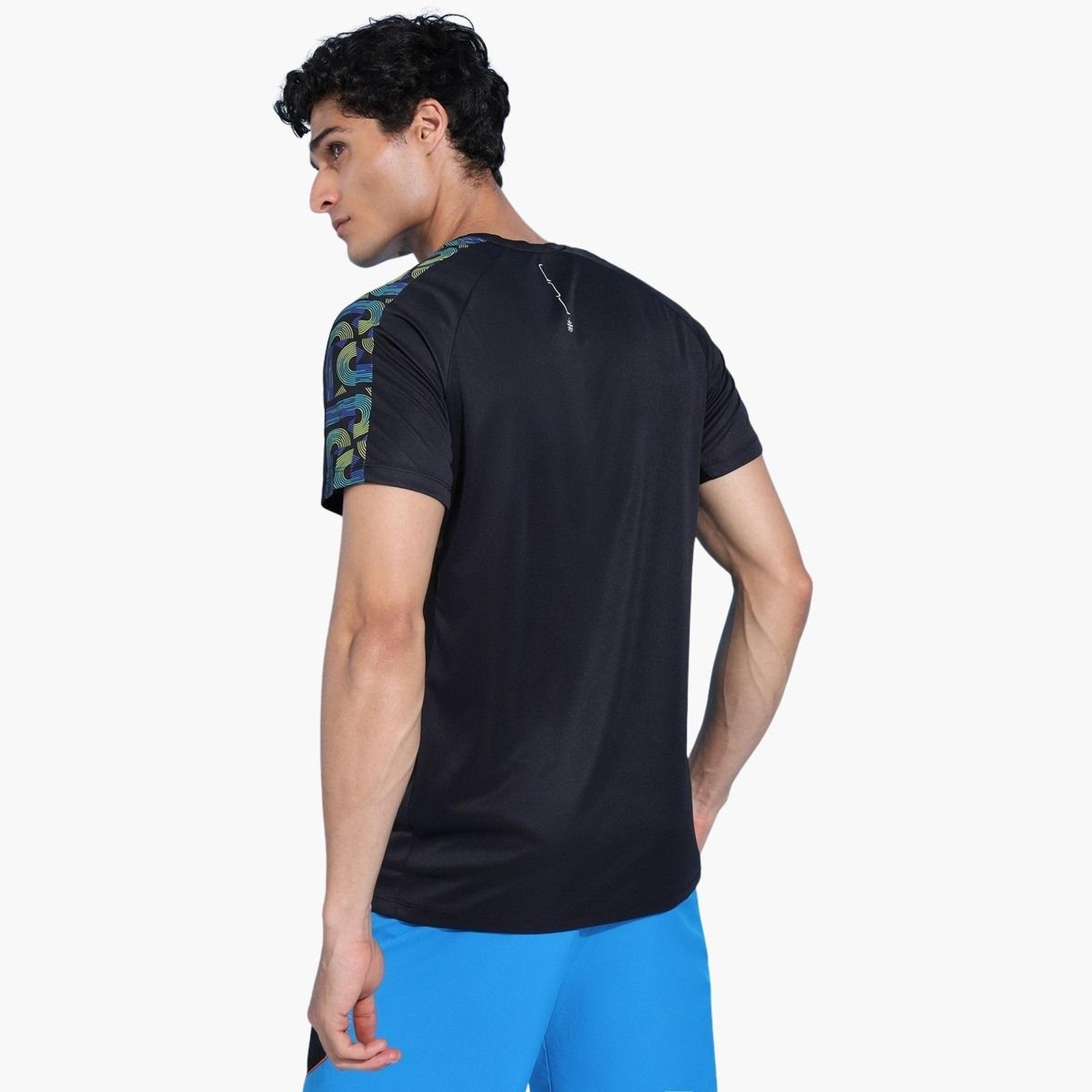 Cult X Styli Men Black Graphic Printed T-Shirt with Shoulder Panel-men-clothing-tshirtsandpolos-tshirts-image-3