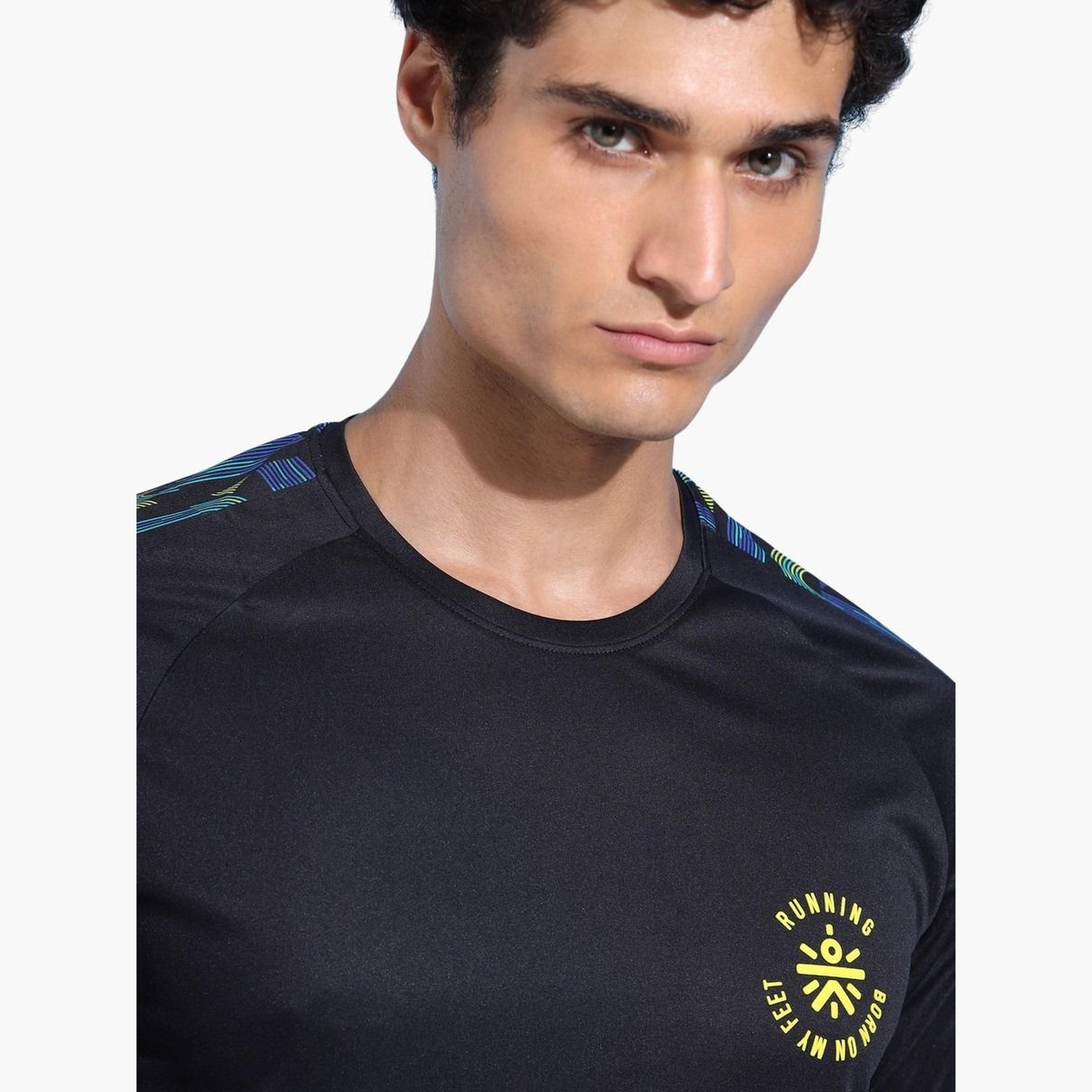 Cult X Styli Men Black Graphic Printed T-Shirt with Shoulder Panel-men-clothing-tshirtsandpolos-tshirts-image-6