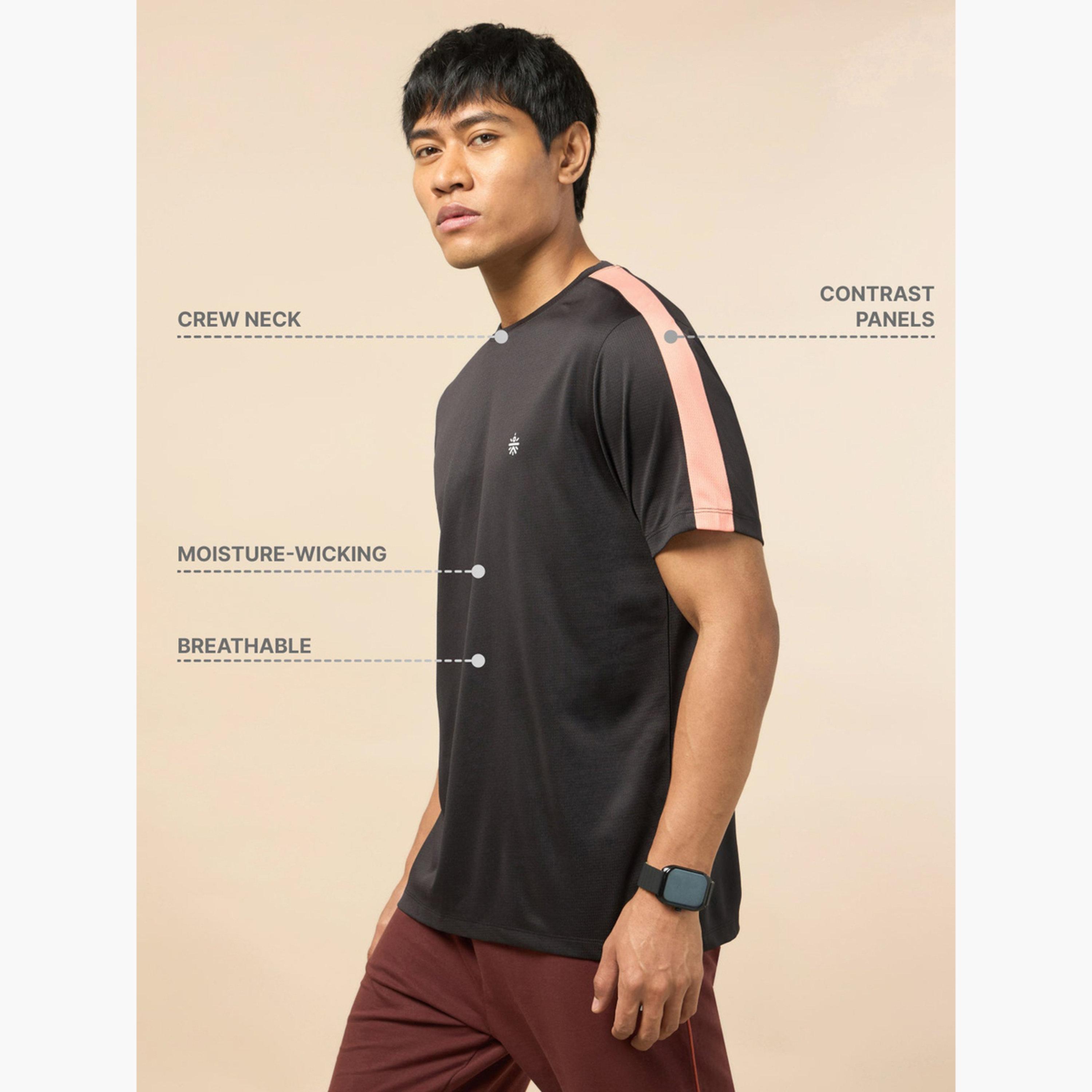 Cult X Styli Men Black Contrast Shoulder Panel Regular Fit T-Shirt-men-clothing-tshirtsandpolos-tshirts-image-4