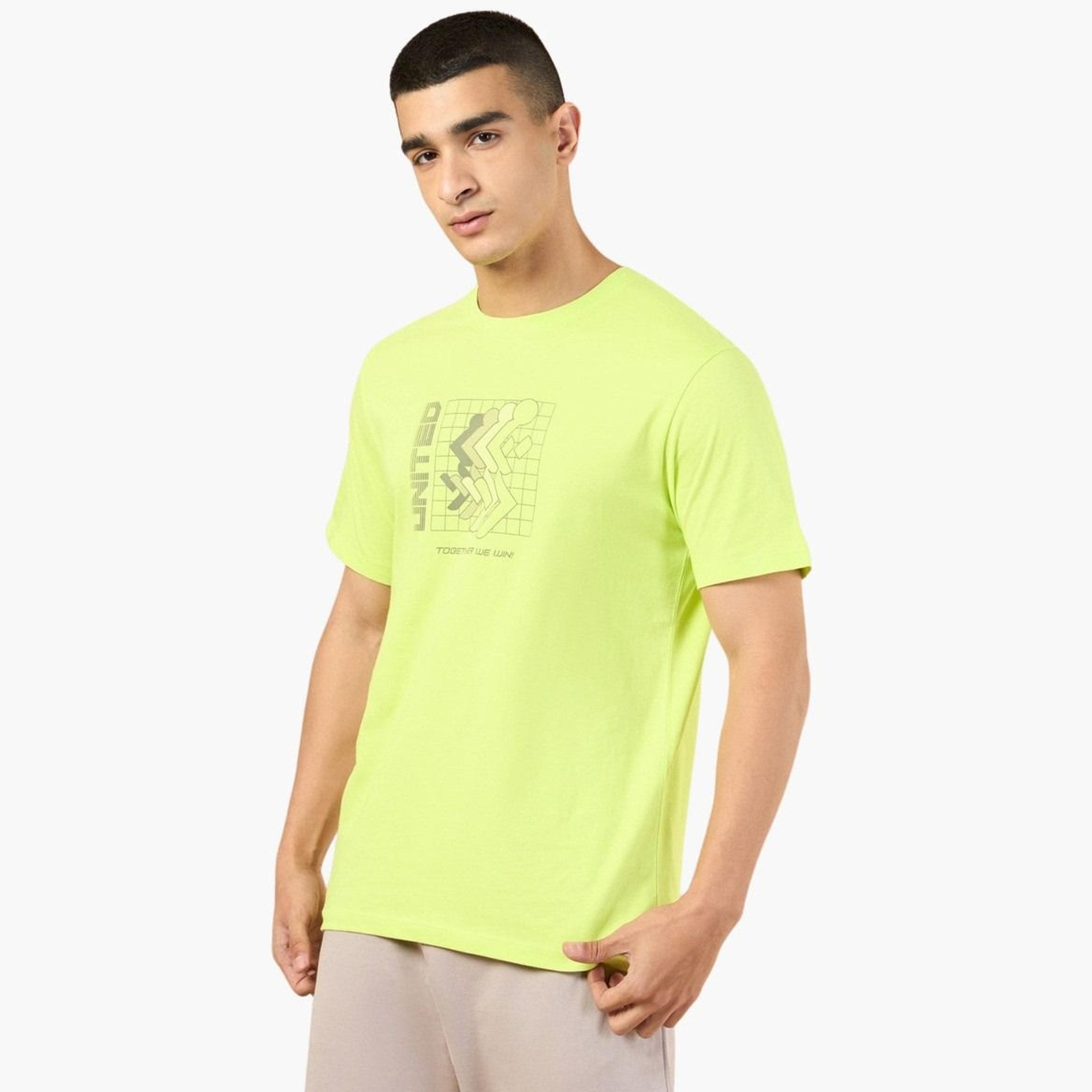 Cult X Styli Men Yellow Marathon Graphic Print Short Sleeve T-Shirt-men-clothing-sportswearandactivewear-tshirtsandpolos-image-1
