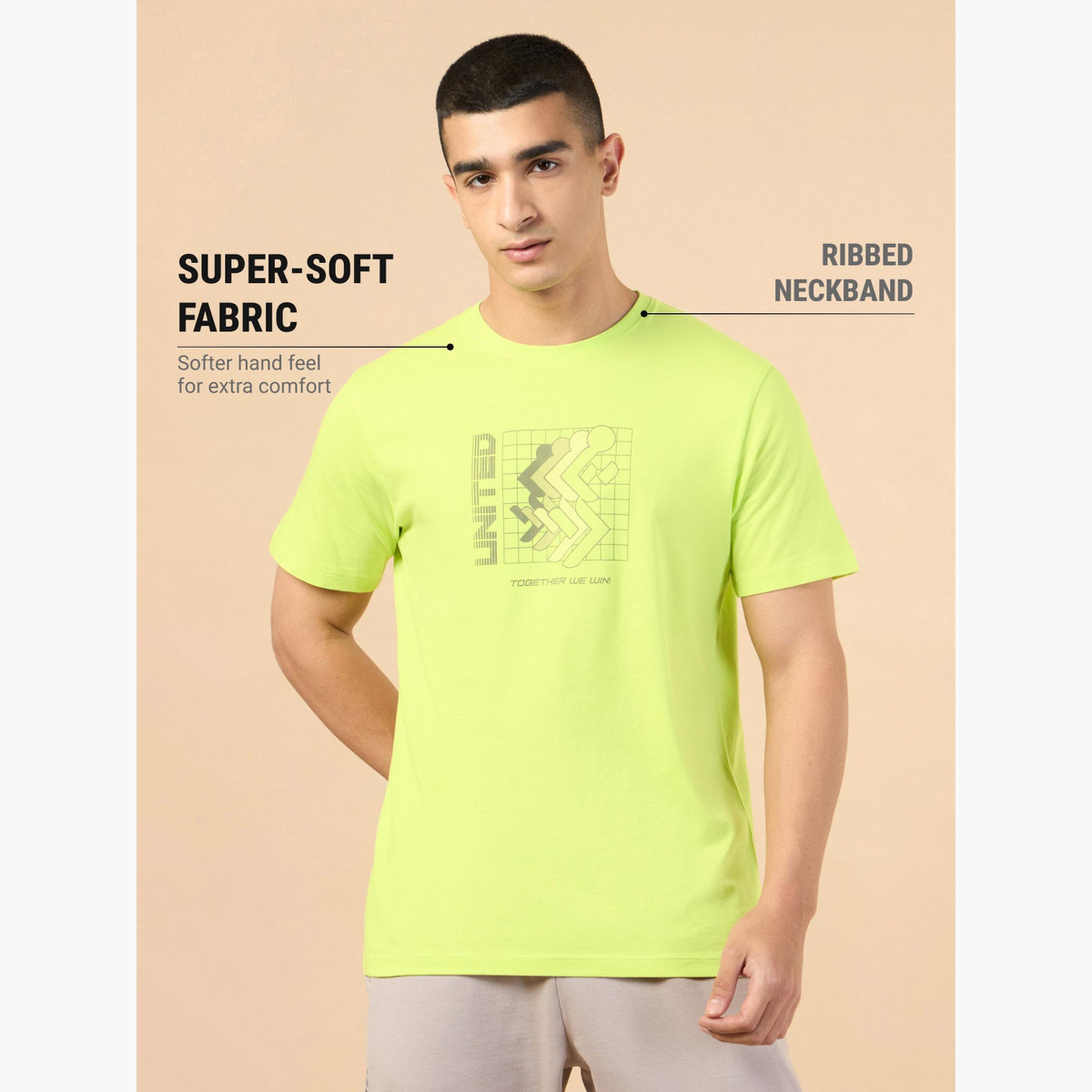 كولت × ستايلي - تي شيرت أصفر بأكمام قصيرة وطبعة جرافيكية للماراثون للرجال-men-clothing-sportswearandactivewear-tshirtsandpolos-image-4
