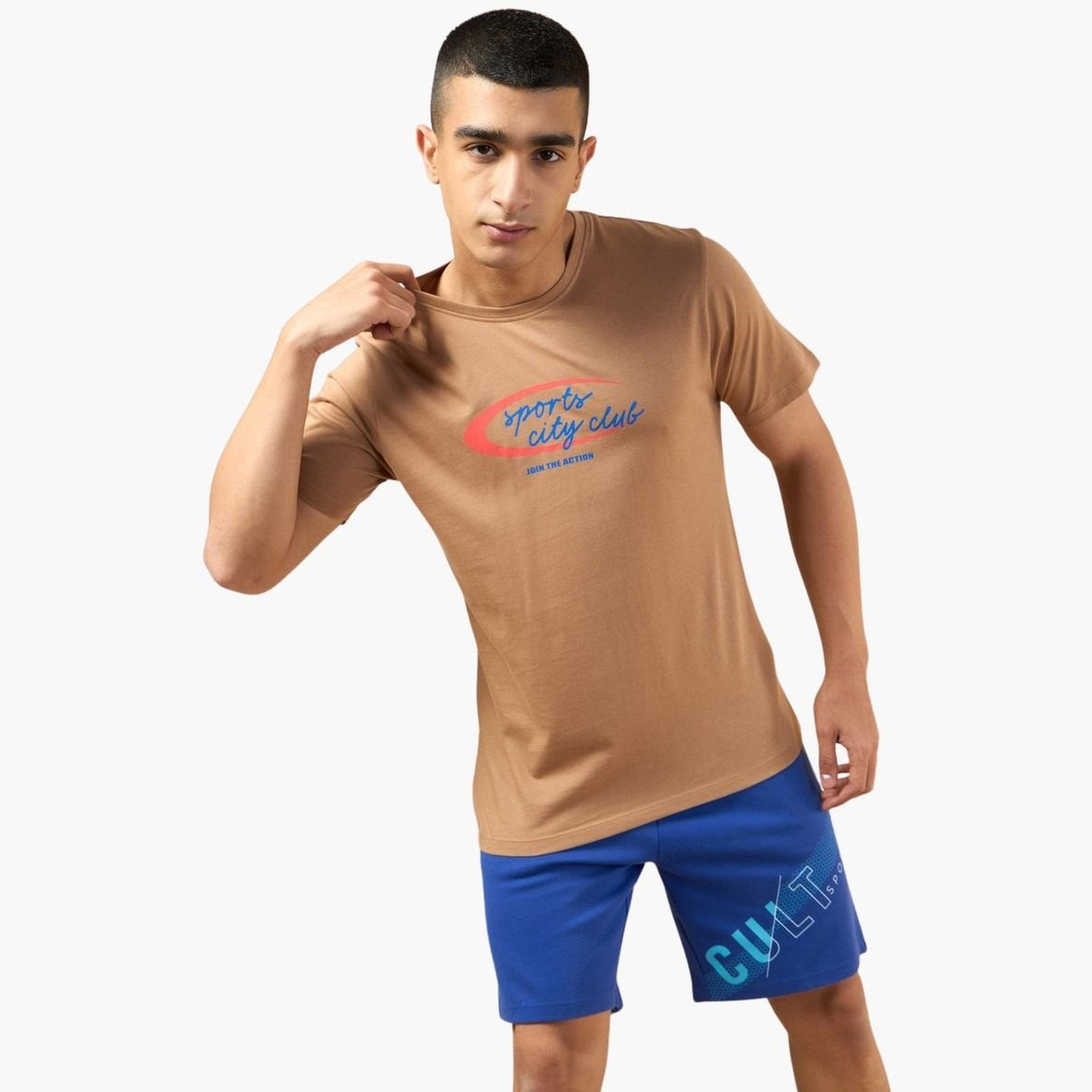Cult X Styli Men Brown Sports City Club Graphic Print Short Sleeve T-Shirt-men-clothing-tshirtsandpolos-tshirts-image-1