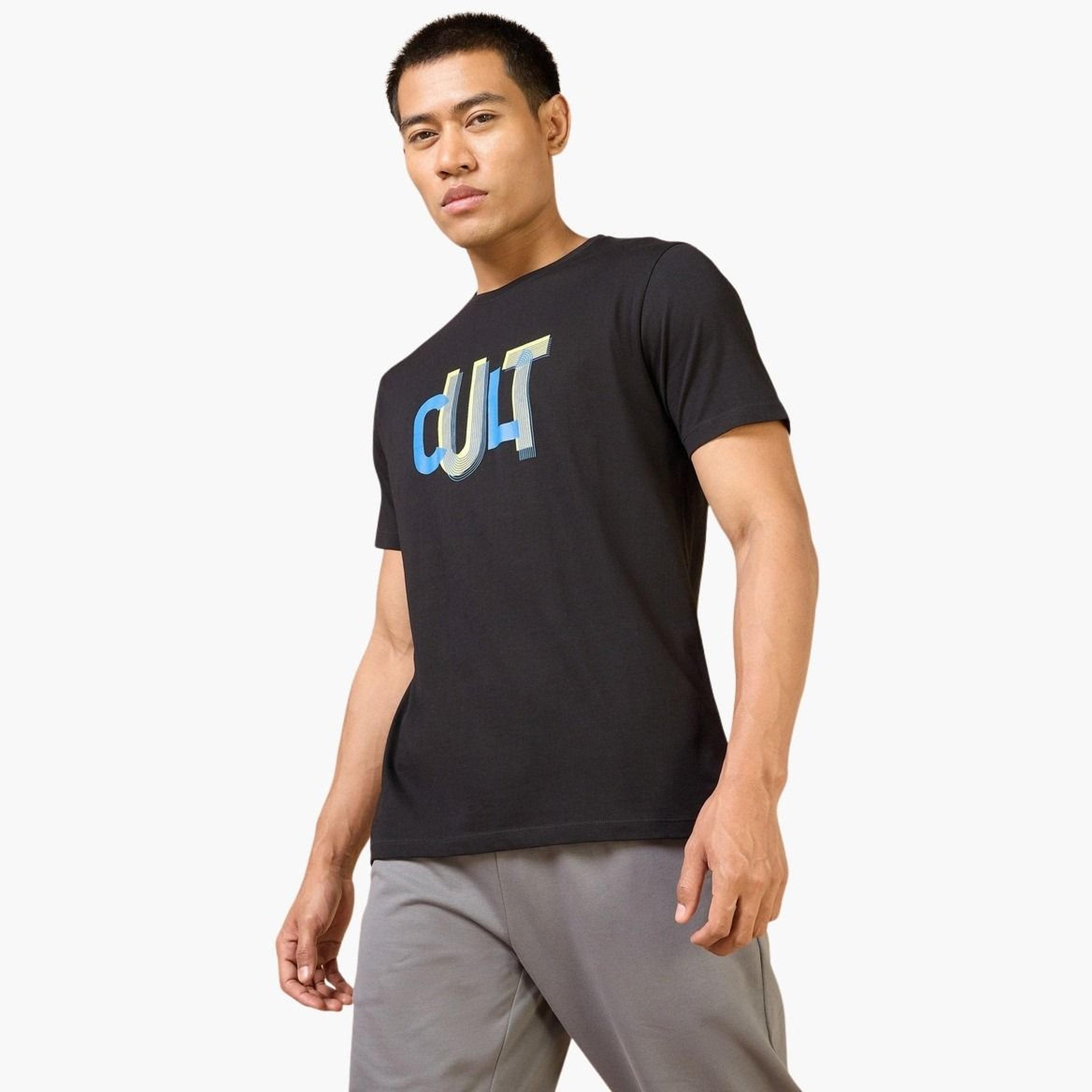 كولت × ستايلي - تي شيرت أسود بأكمام قصيرة وطبعة خطية للرجال-men-clothing-sportswearandactivewear-tshirtsandpolos-image-5