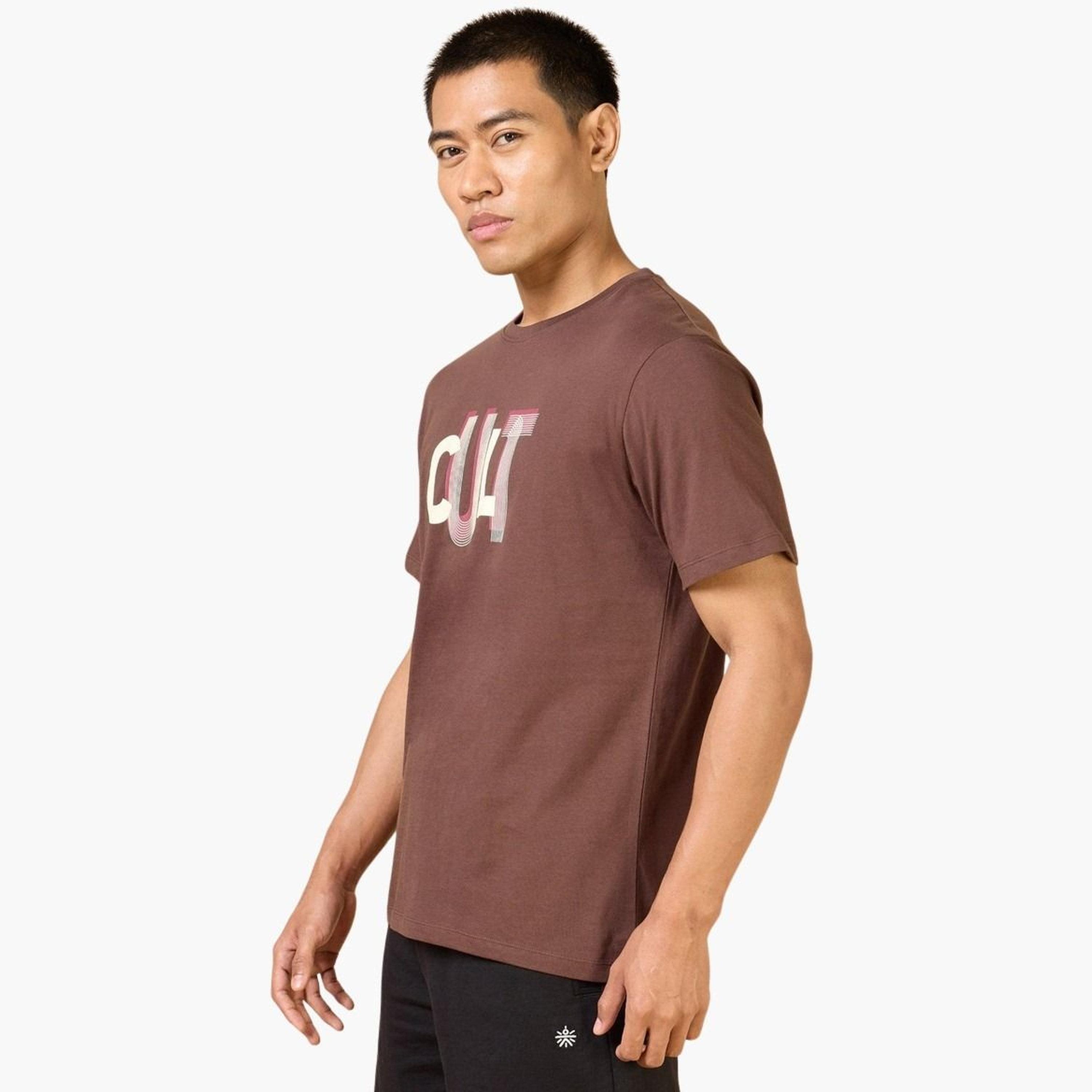 Cult X Styli Men Brown Typography Print Short Sleeve T-Shirt-men-clothing-sportswearandactivewear-tshirtsandpolos-image-1