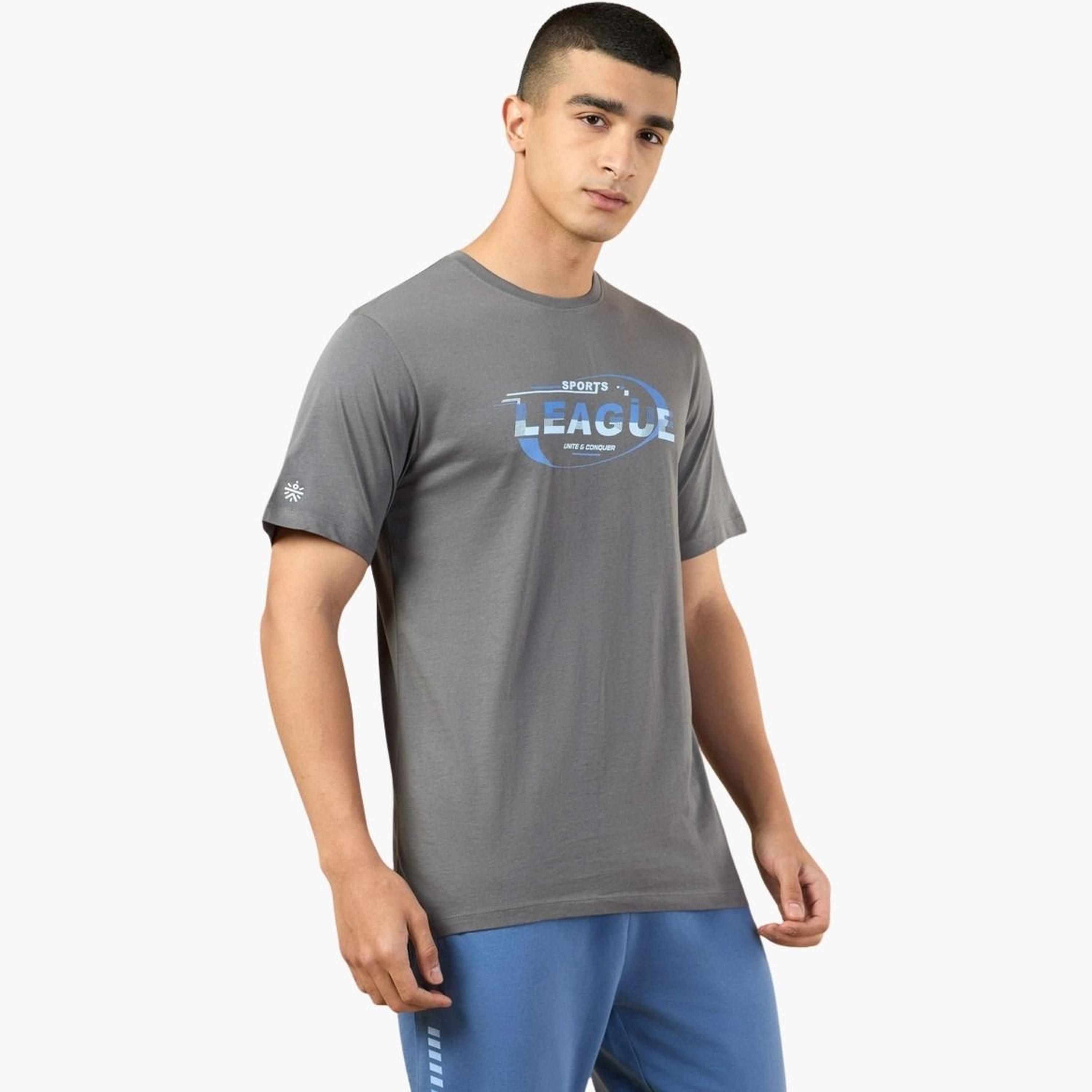 Cult X Styli Men Grey Sports League Graphic Print Short Sleeve T-Shirt-men-clothing-sportswearandactivewear-tshirtsandpolos-image-1