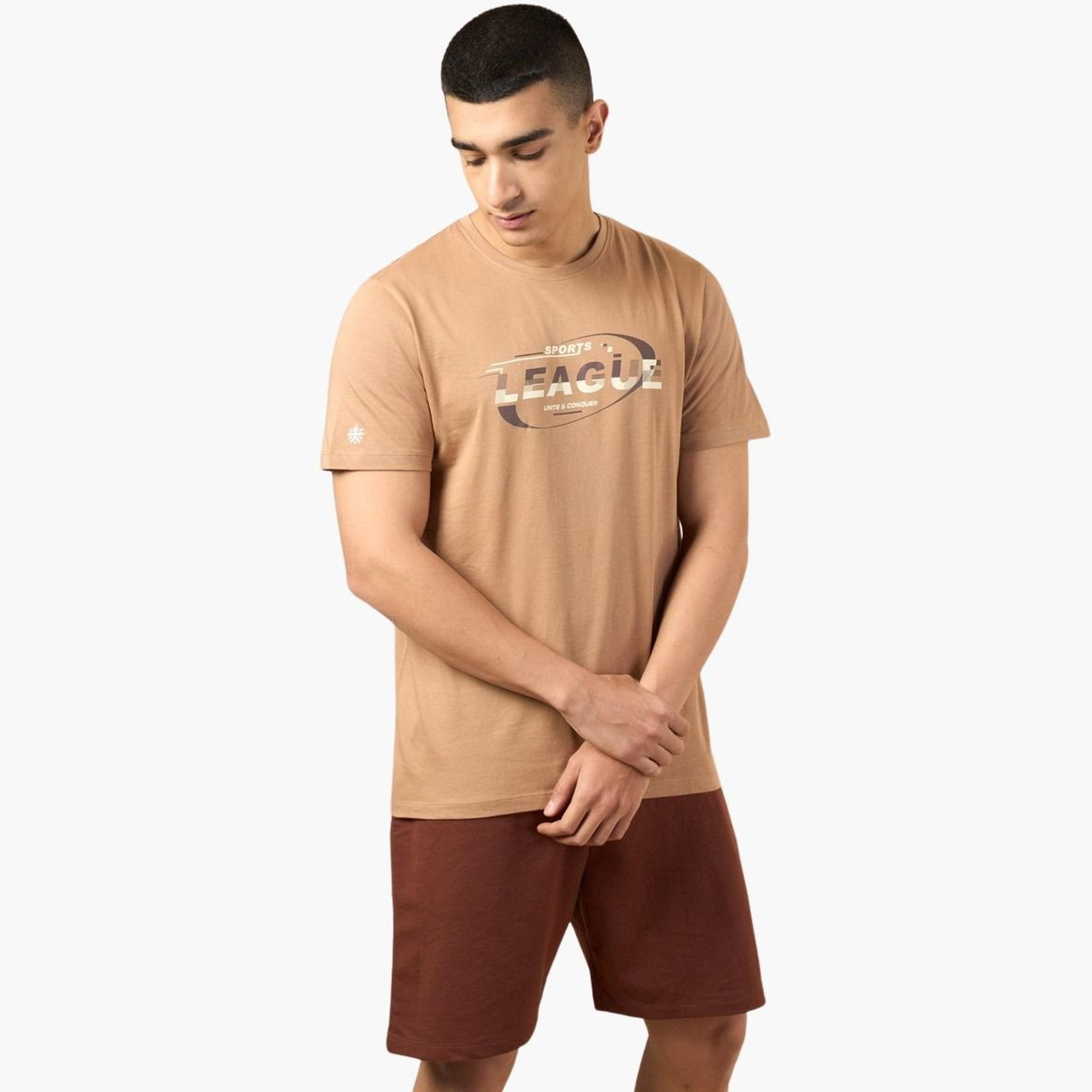 Cult X Styli Men Brown Sports League Graphic Print Short Sleeve T-Shirt-men-clothing-tshirtsandpolos-tshirts-image-1