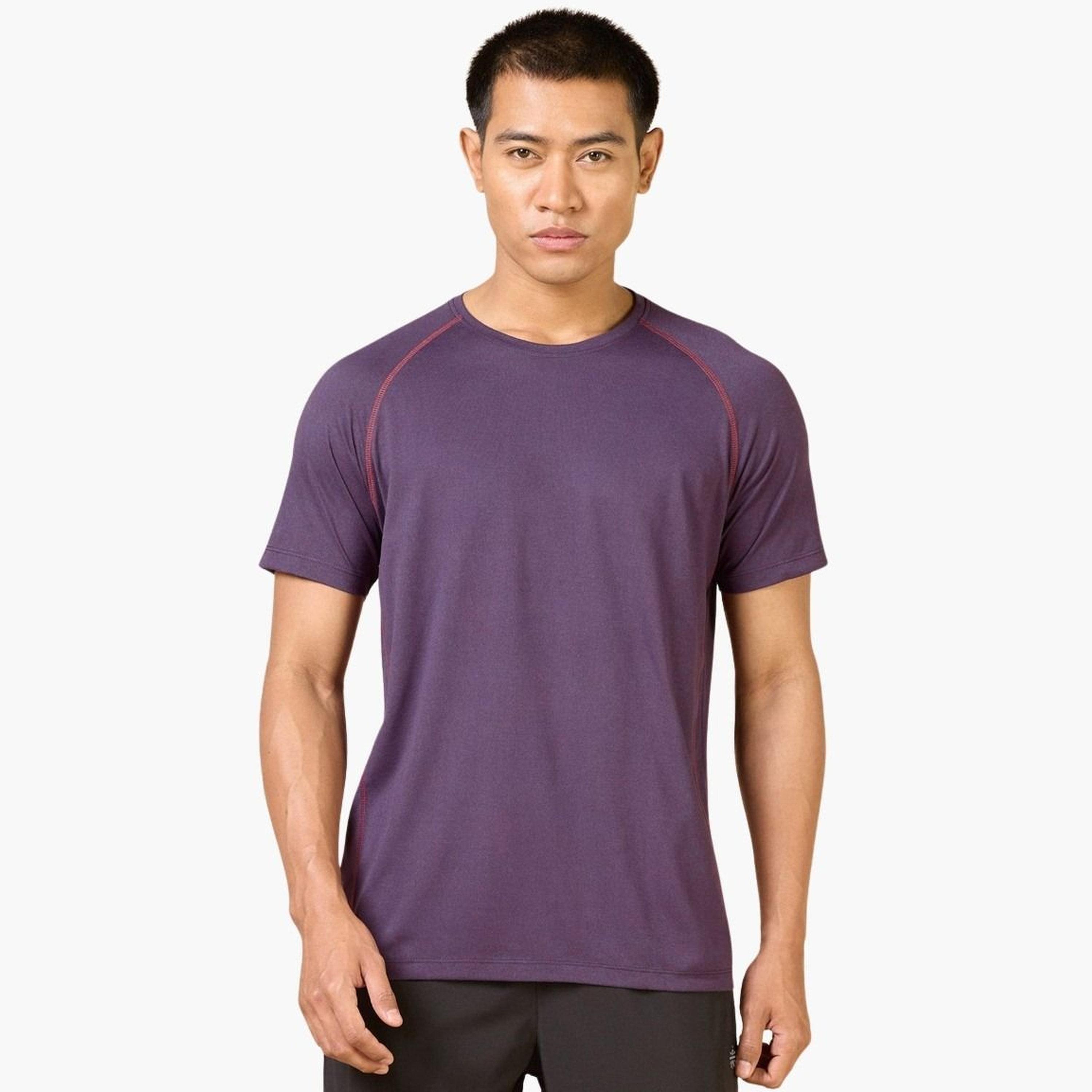 Cult X Styli Men Purple Plain Sculpted COMFORTech T-Shirt-men-clothing-tshirtsandpolos-tshirts-image-1