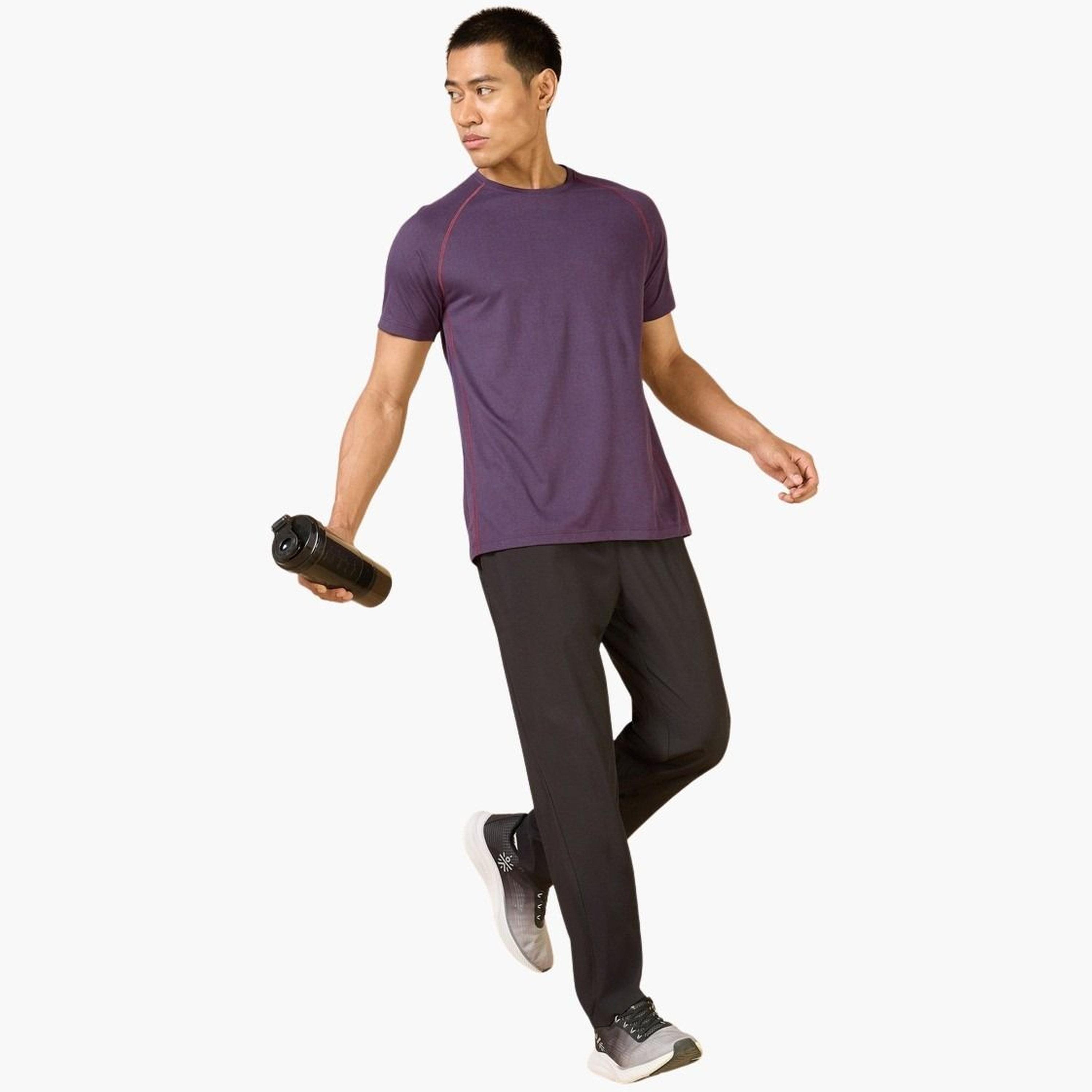 Cult X Styli Men Purple Plain Sculpted COMFORTech T-Shirt-men-clothing-tshirtsandpolos-tshirts-image-2