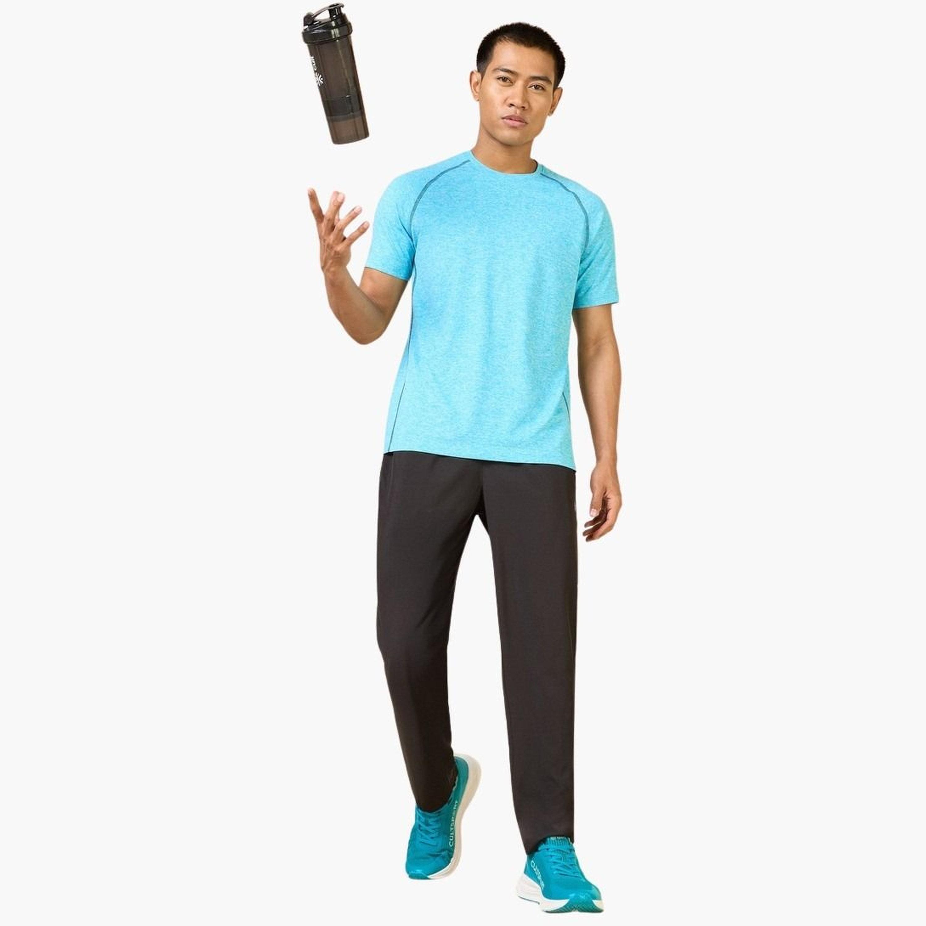 Cult X Styli Men Blue Plain Sculpted COMFORTech T-Shirt-men-clothing-tshirtsandpolos-tshirts-image-2