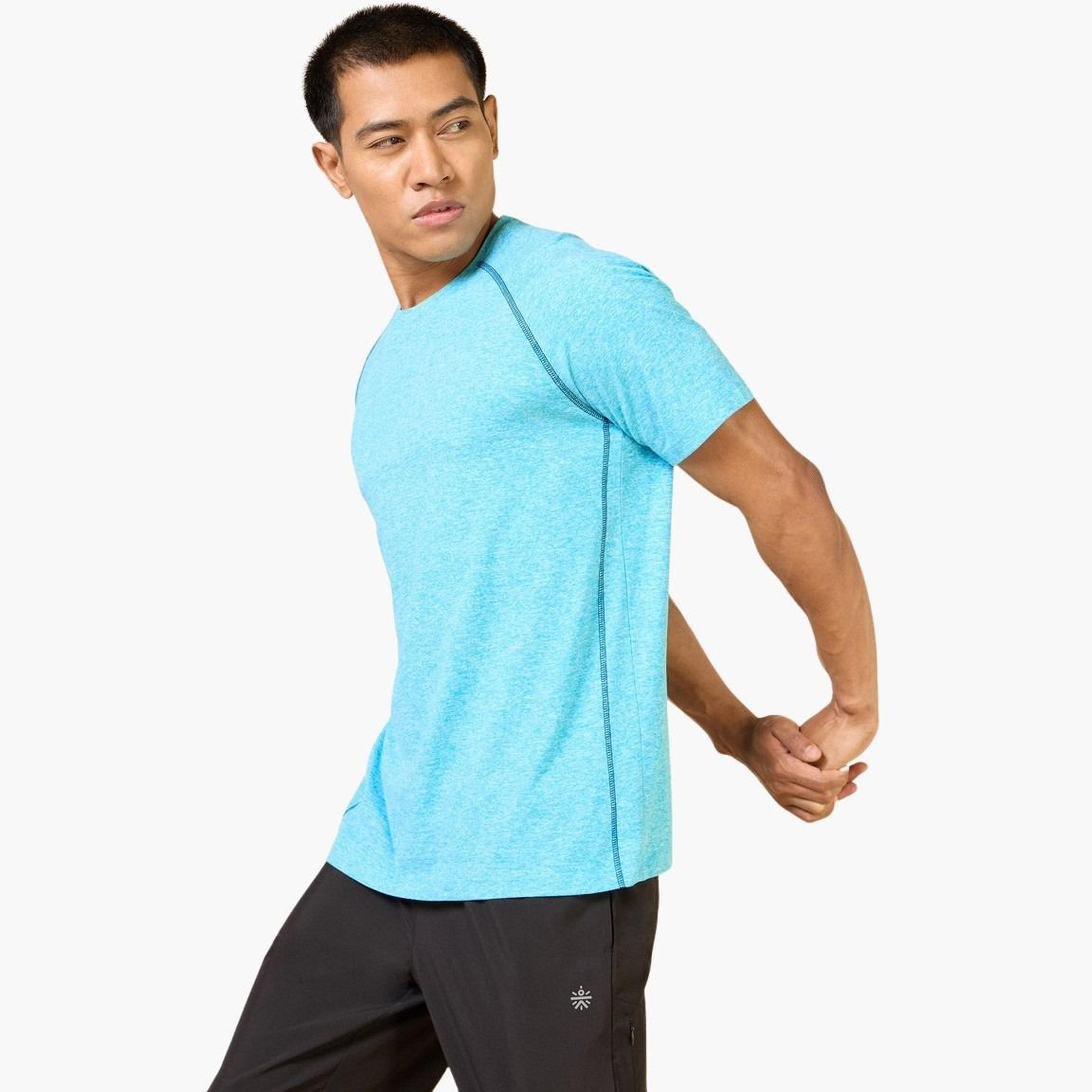 Cult X Styli Men Blue Plain Sculpted COMFORTech T-Shirt-men-clothing-tshirtsandpolos-tshirts-image-4